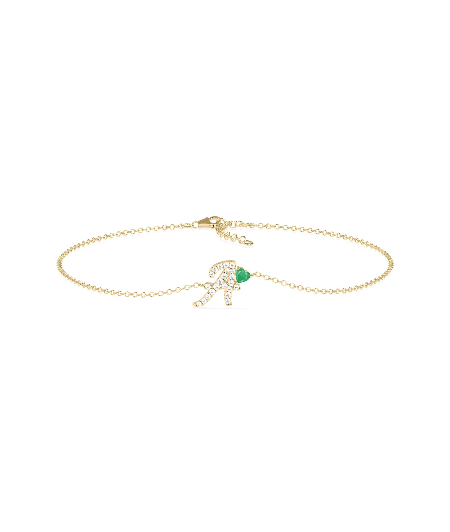 Birthstone and Diamond Initial Bracelet | Online Diamond Bracelet