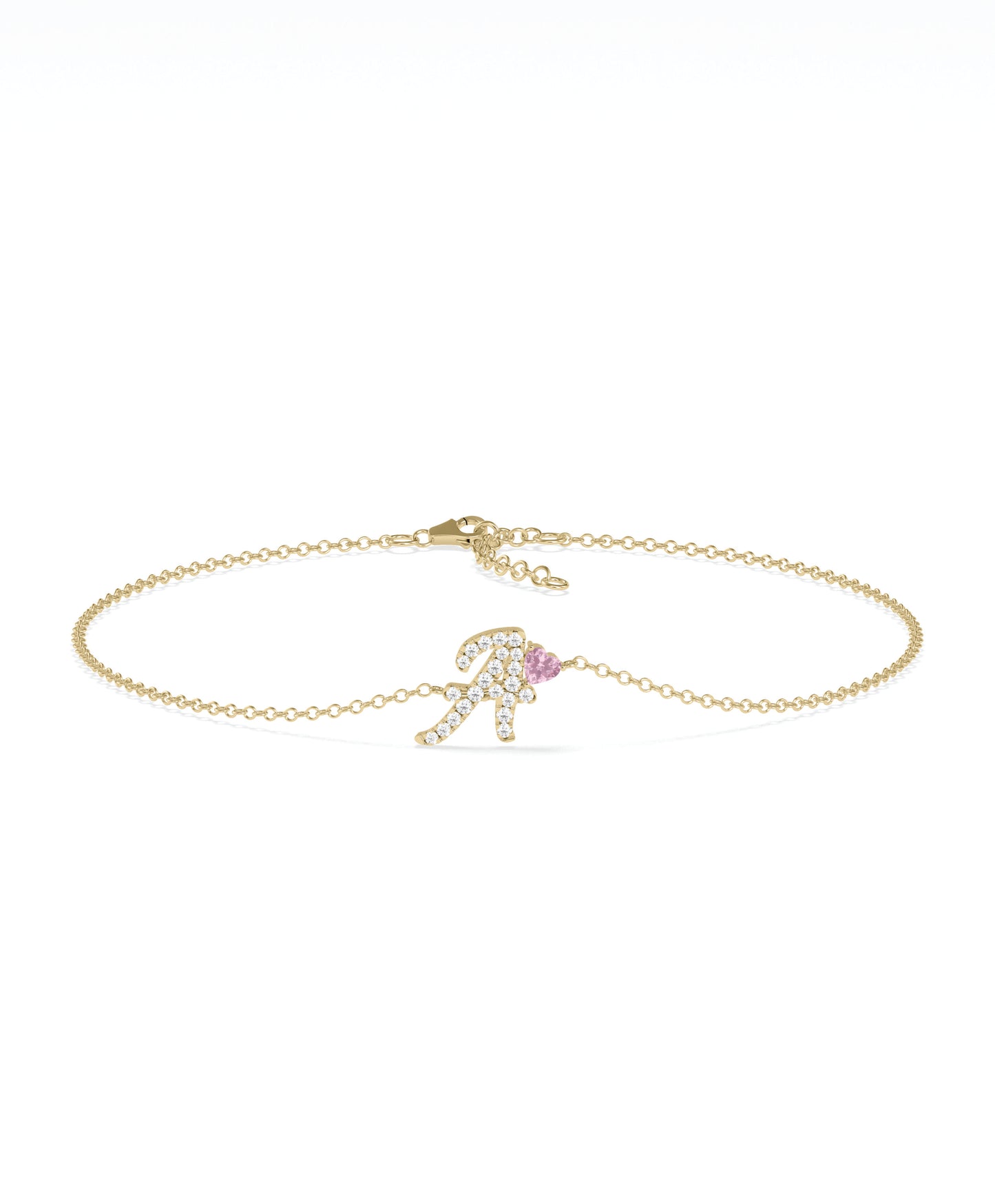 Diamond Initial with Solitaire Bracelet - GOLD bracelet