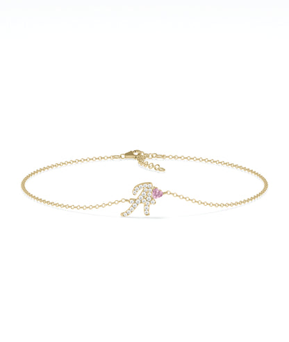 Diamond Initial with Solitaire Bracelet - GOLD bracelet