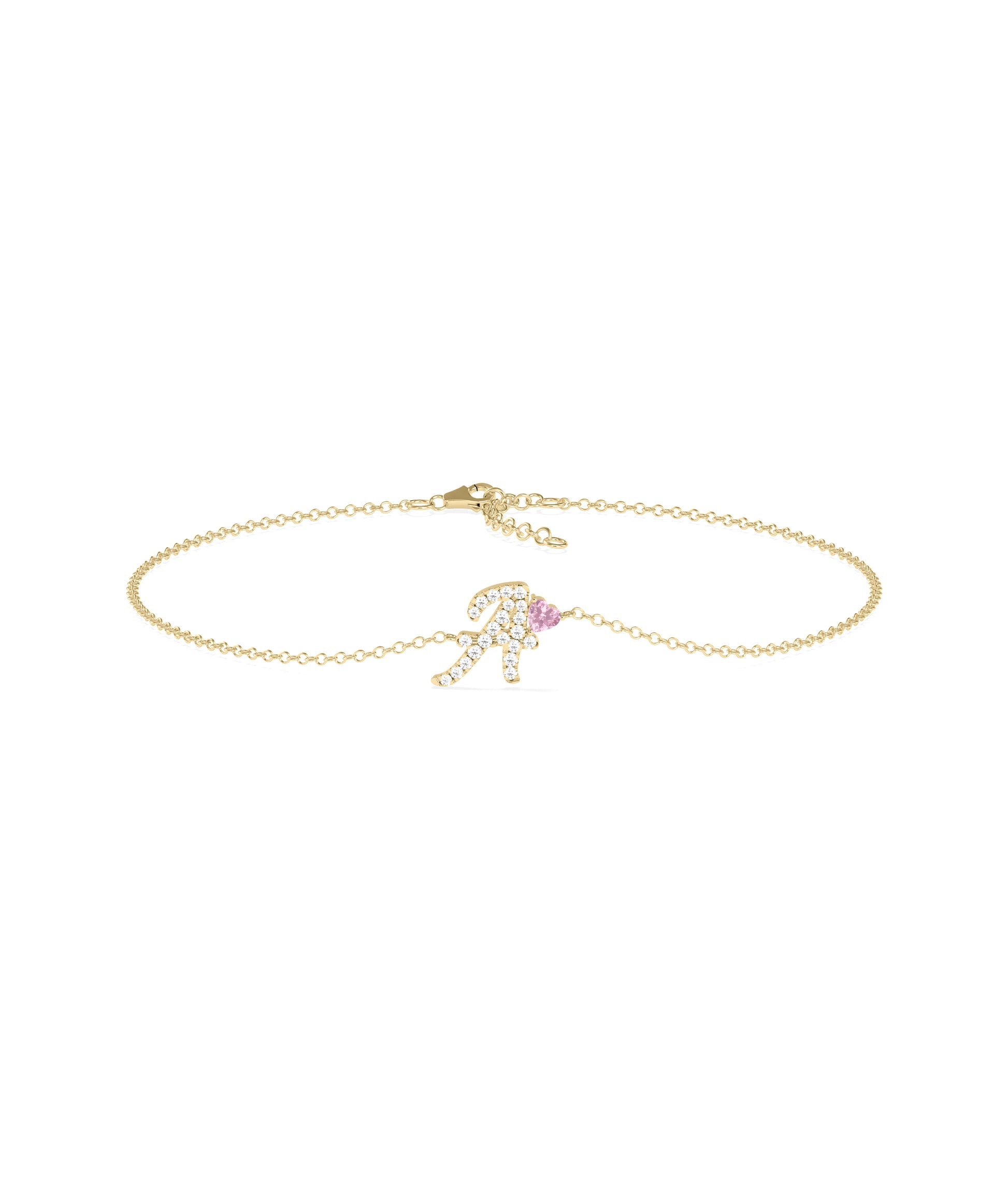 Birthstone and Diamond Initial Bracelet | Online Diamond Bracelet