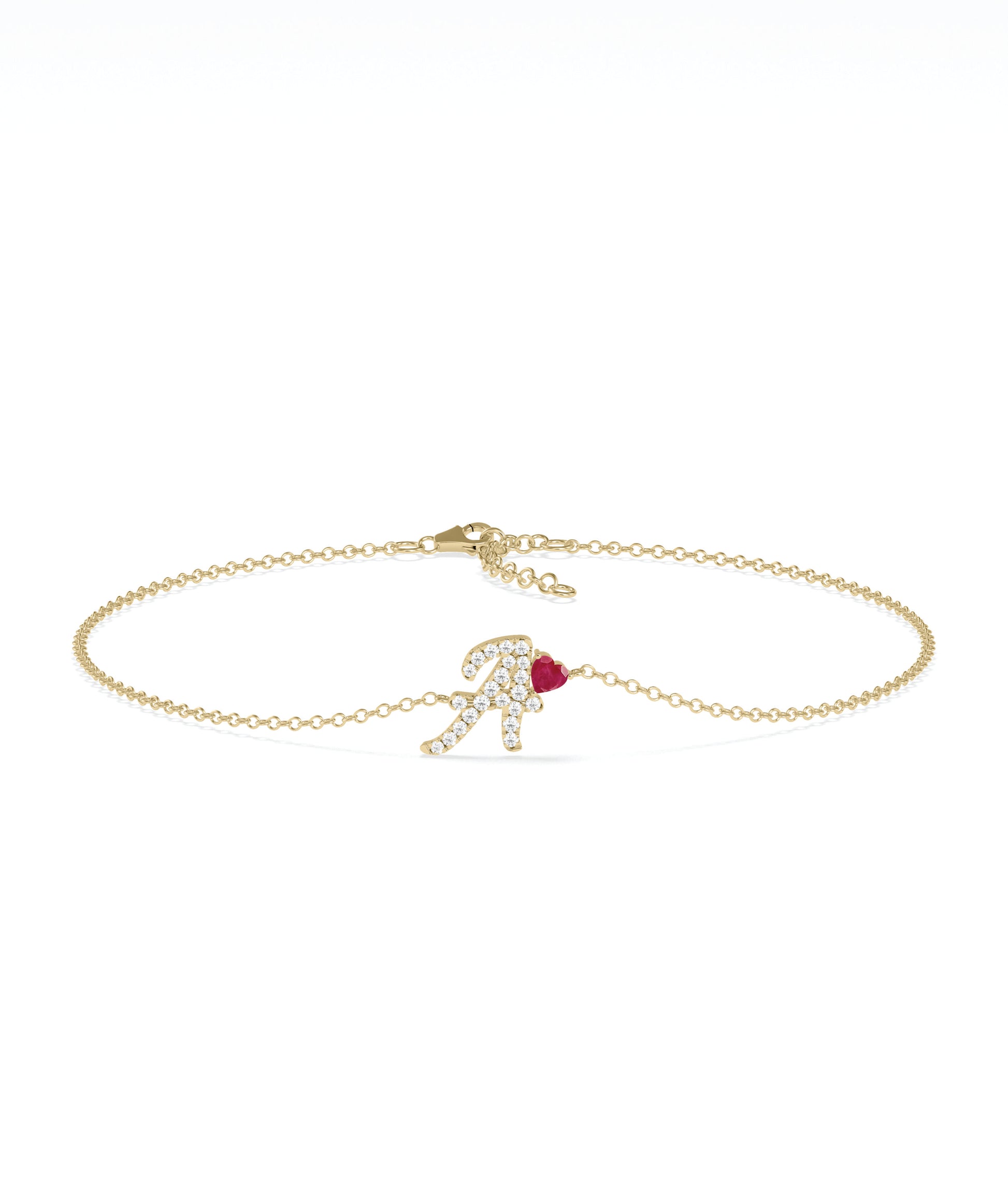 Diamond Initial with Solitaire Bracelet - GOLD bracelet