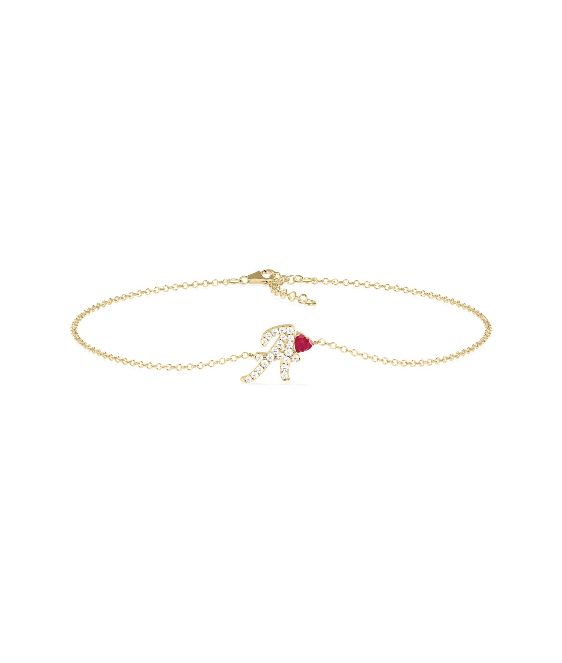 Birthstone and Diamond Initial Bracelet | Online Diamond Bracelet