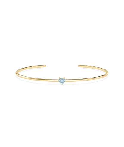 Heart Shape Birthstone Open Cuff Bangle- diamond bangles