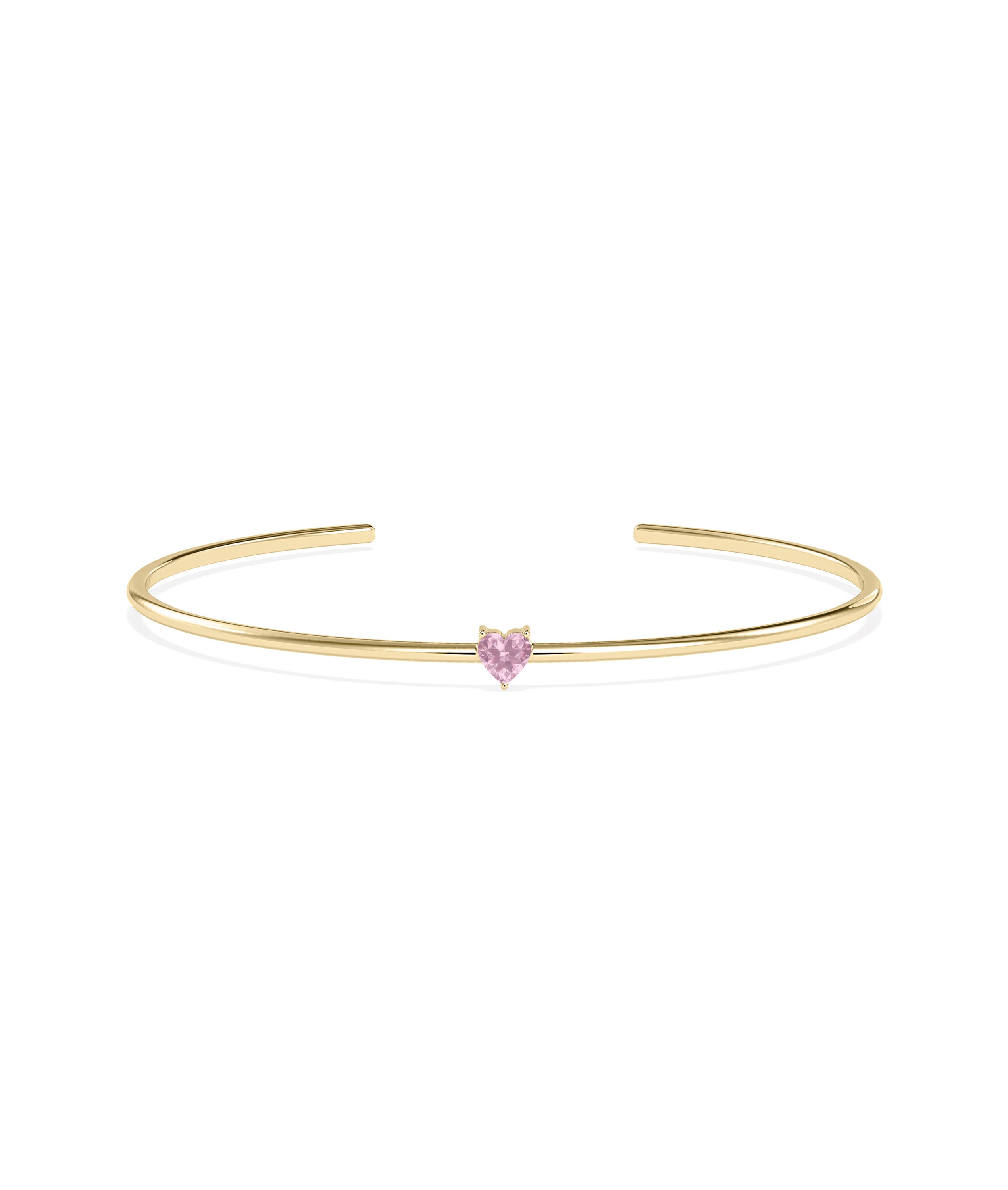 Heart Shape Birthstone Open Cuff Bangle- diamond bangles