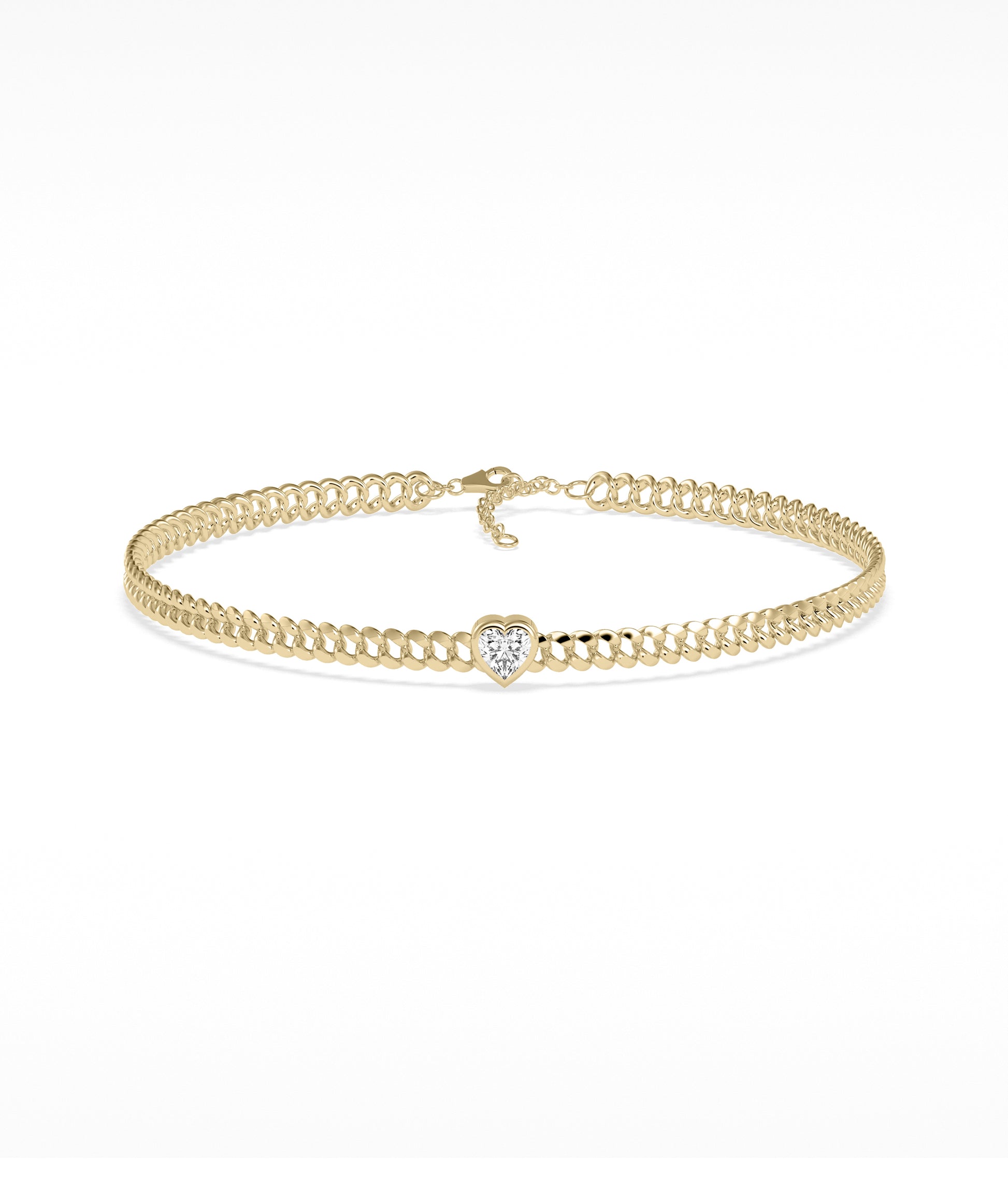 Bezel Set Birthstone Soliaire Curb Link Bracelet | Diamond Bracelet