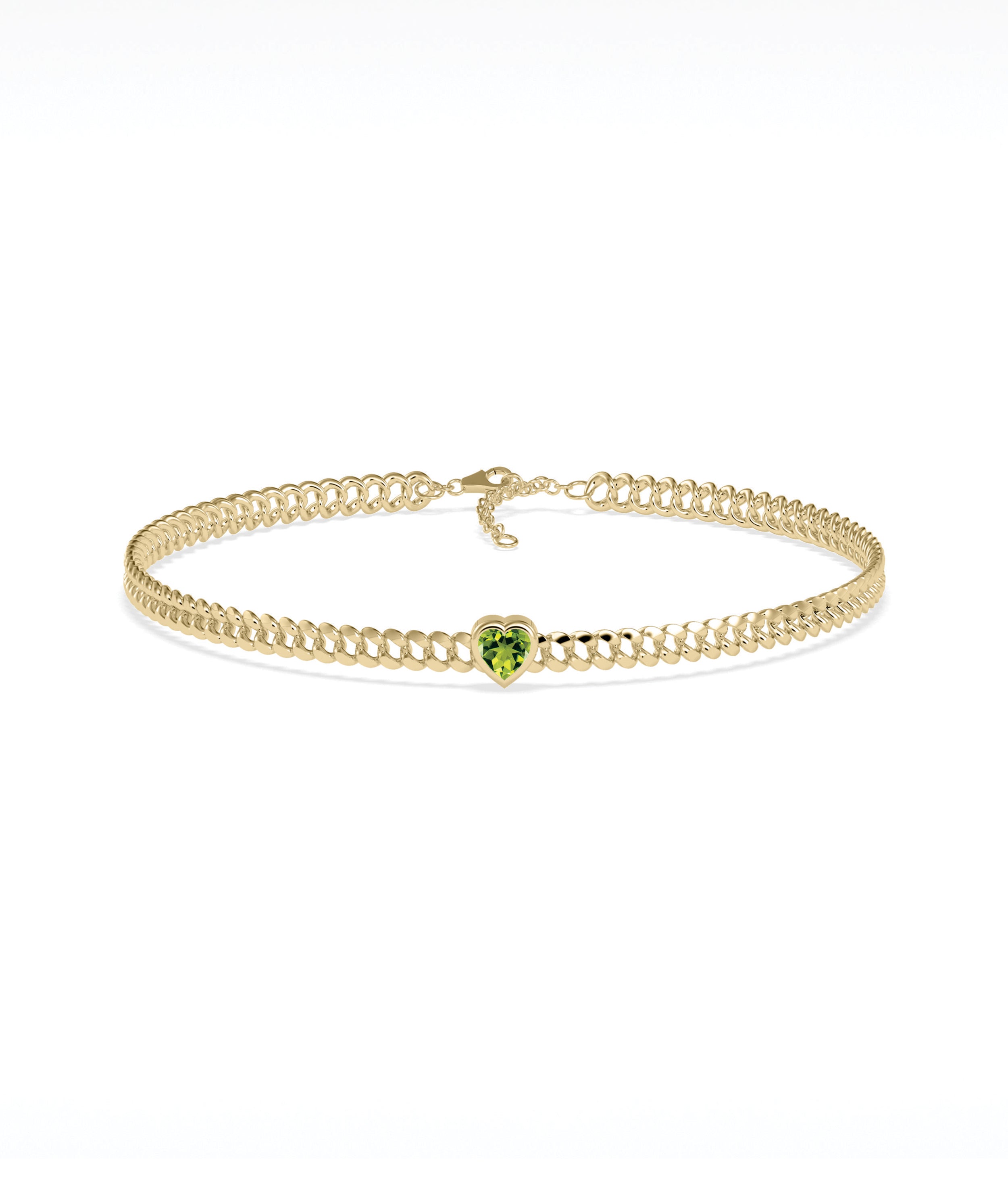 Bezel Set Birthstone Soliaire Curb Link Bracelet | Diamond Bracelet