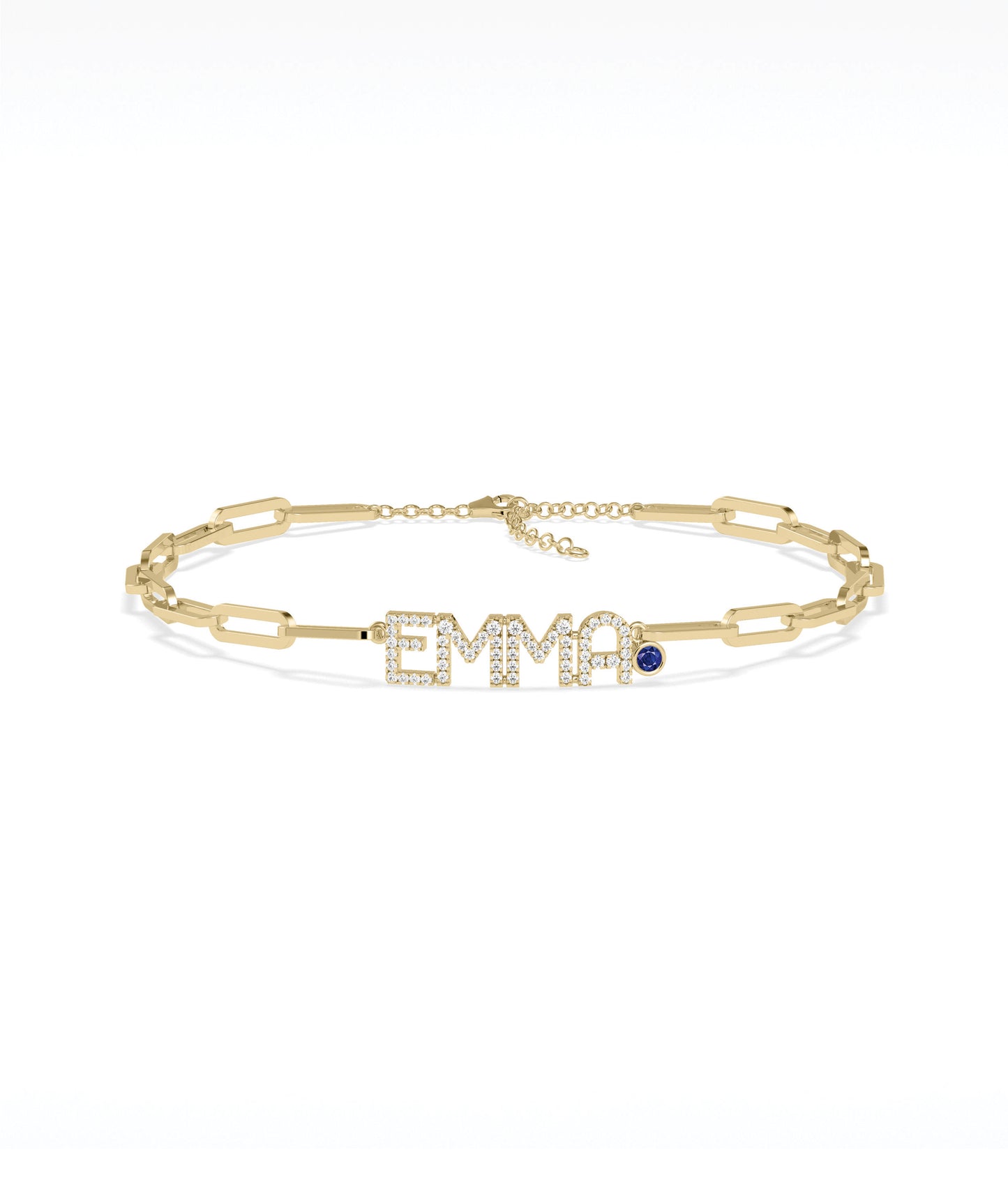 Birthstone and Diamond Pave Initials Bracelet | Perfect Diamond Bracelet For Women