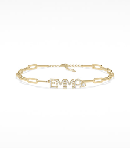 Birthstone and Diamond Pave Initials Bracelet | Perfect Diamond Bracelet For Women