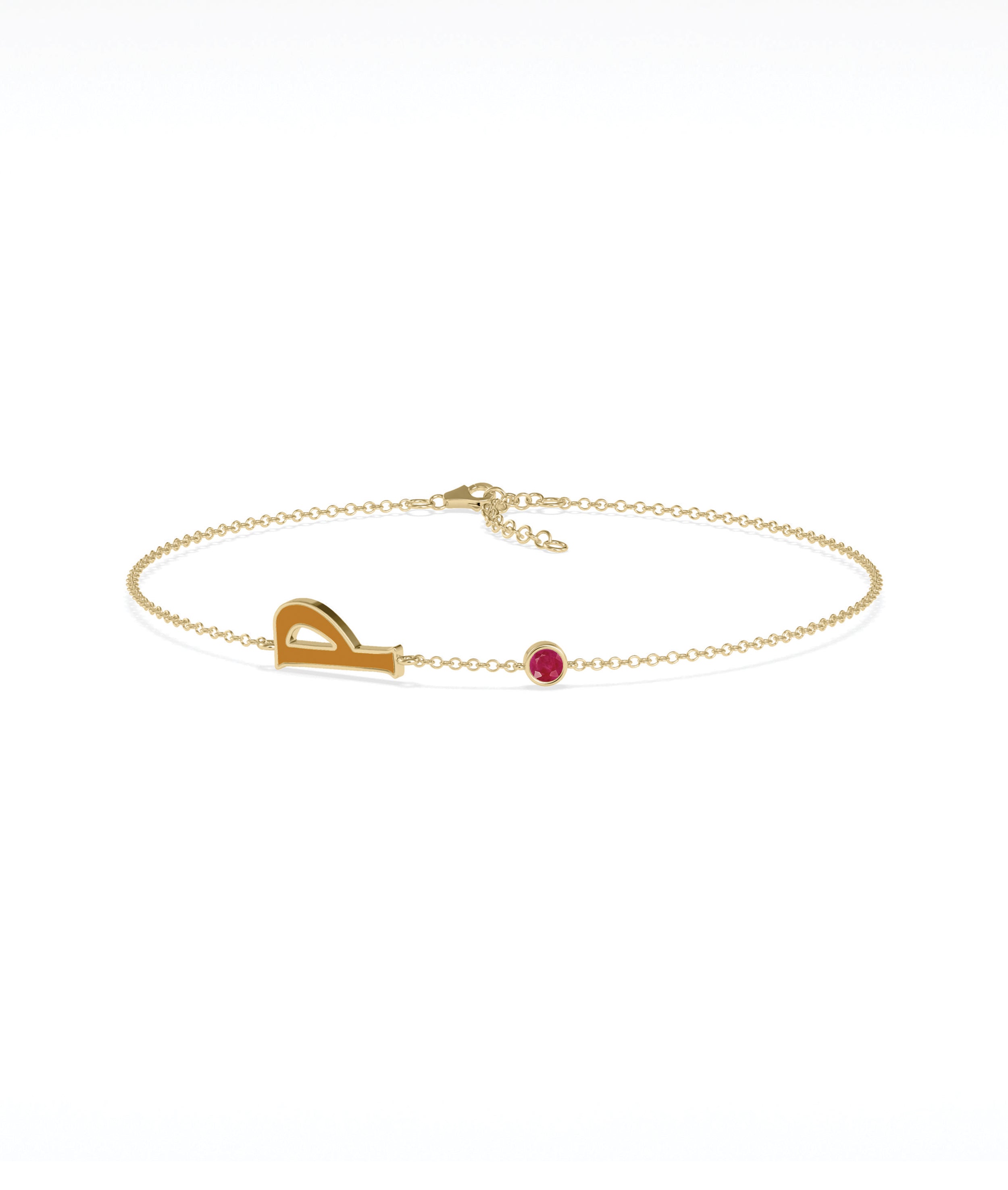 Enamel Initial Birthstone Bracelet