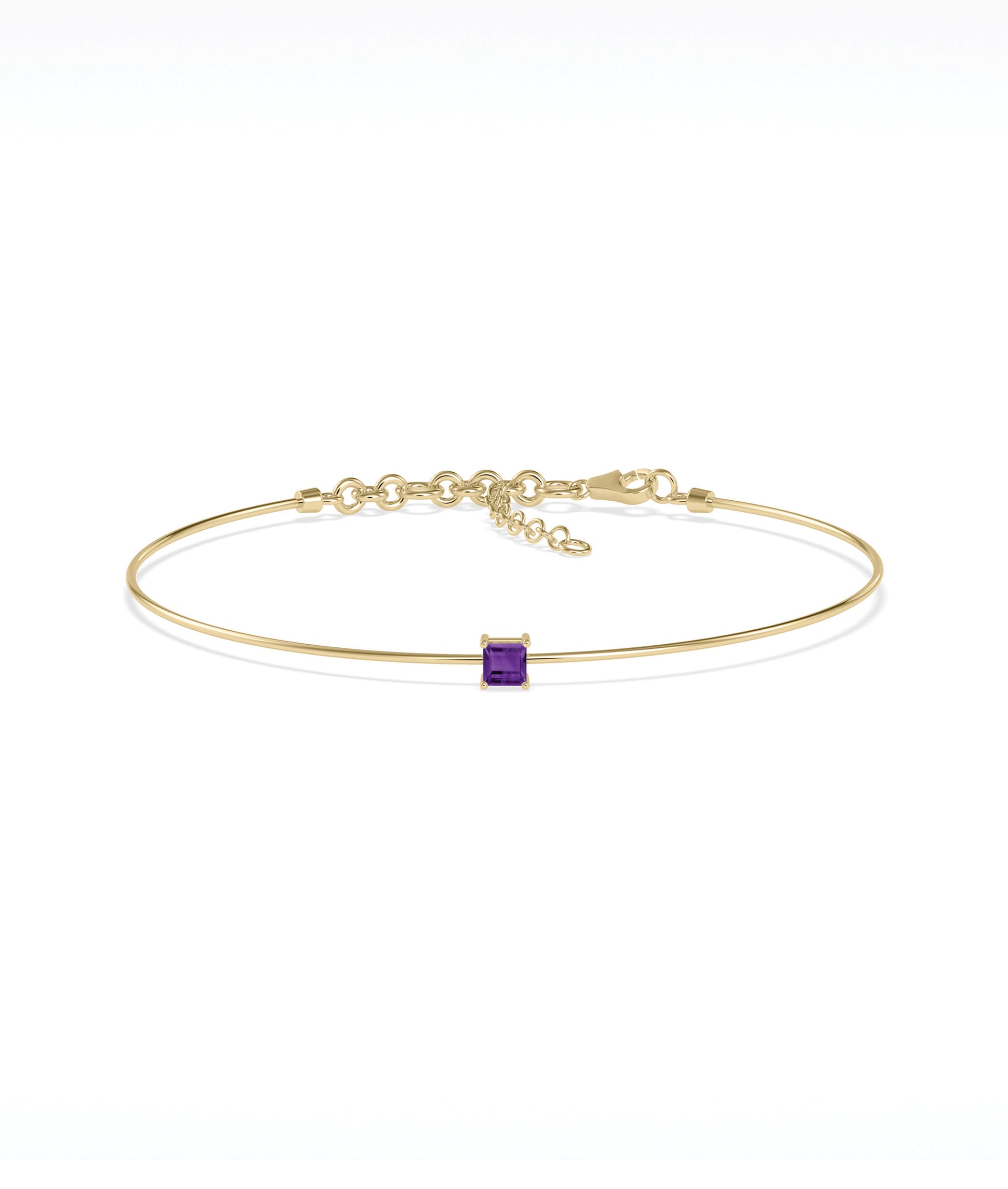 Birthstone Wire Bracelet - Elegant Diamond Bangle Bracelet for Personalized Style