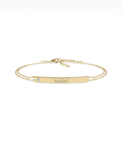 Birthstone Name Plate Bracelet | Diamond Bracelets