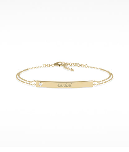 Birthstone Name Plate Bracelet | Diamond Bracelets