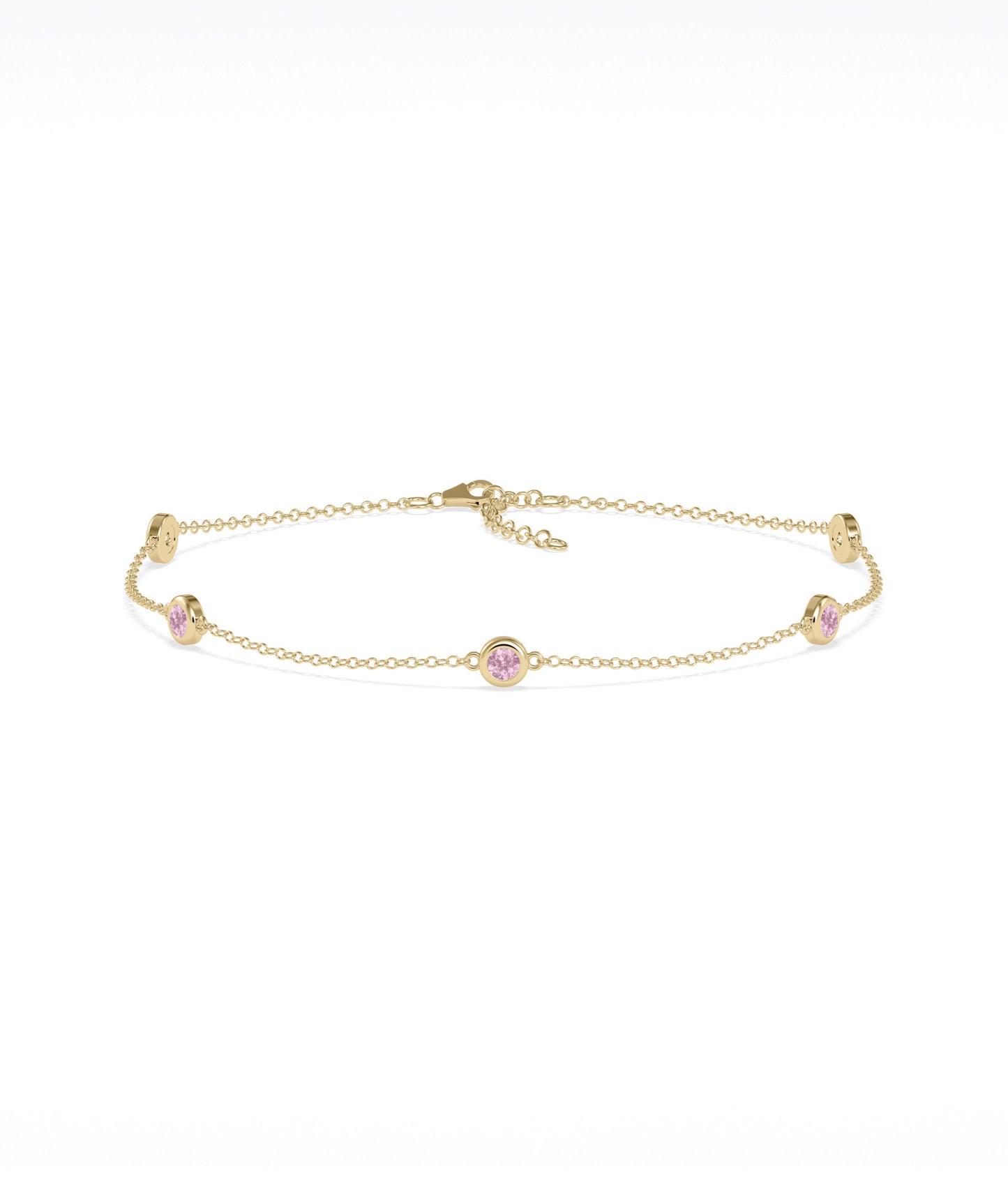 Birthstone Bezel Set Station Bracelet