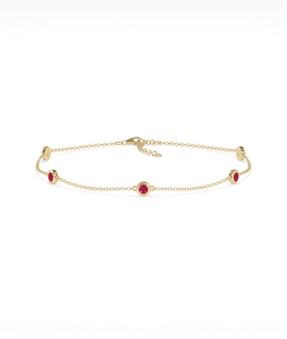 Birthstone Bezel Set Station Bracelet