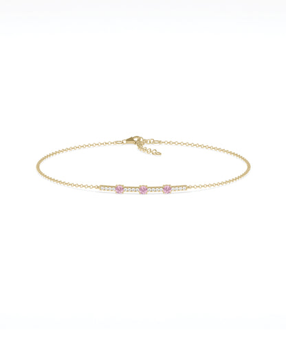 Birthstone and Diamond Bar Bracelet | Diamond Bracelet