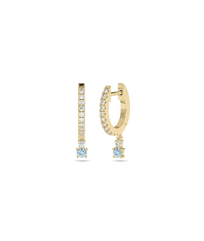 Diamond Pave Hoop Earrings with Birthstone Dangle