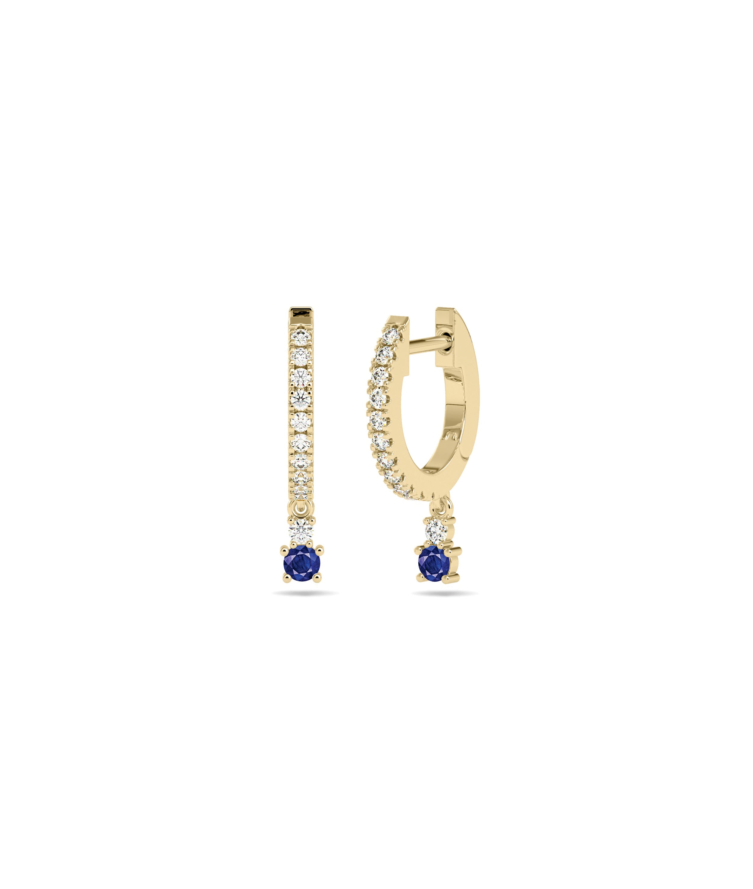 Diamond Pave Hoop Earrings with Birthstone Dangle