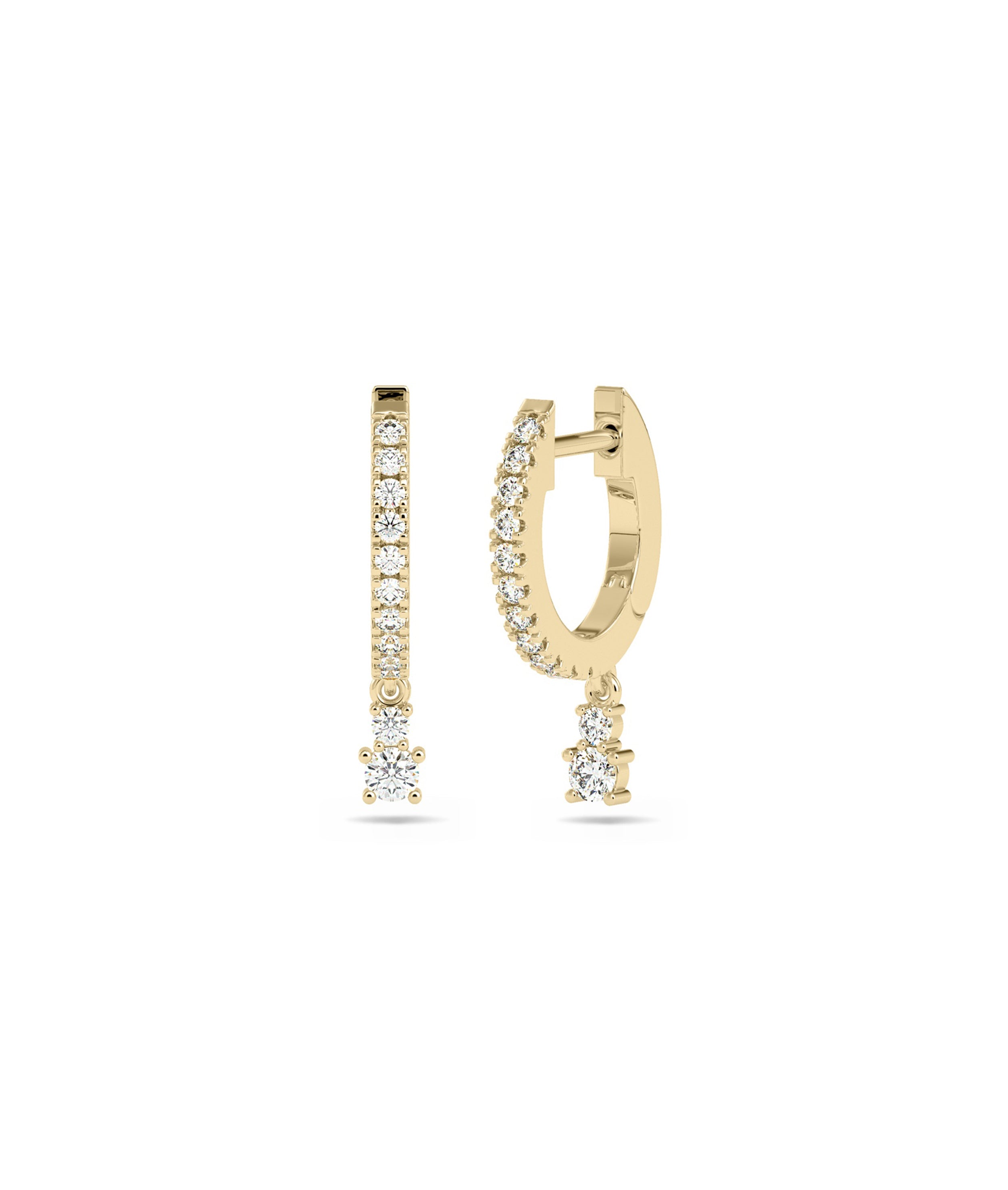 Diamond Pave Hoop Earrings with Birthstone Dangle