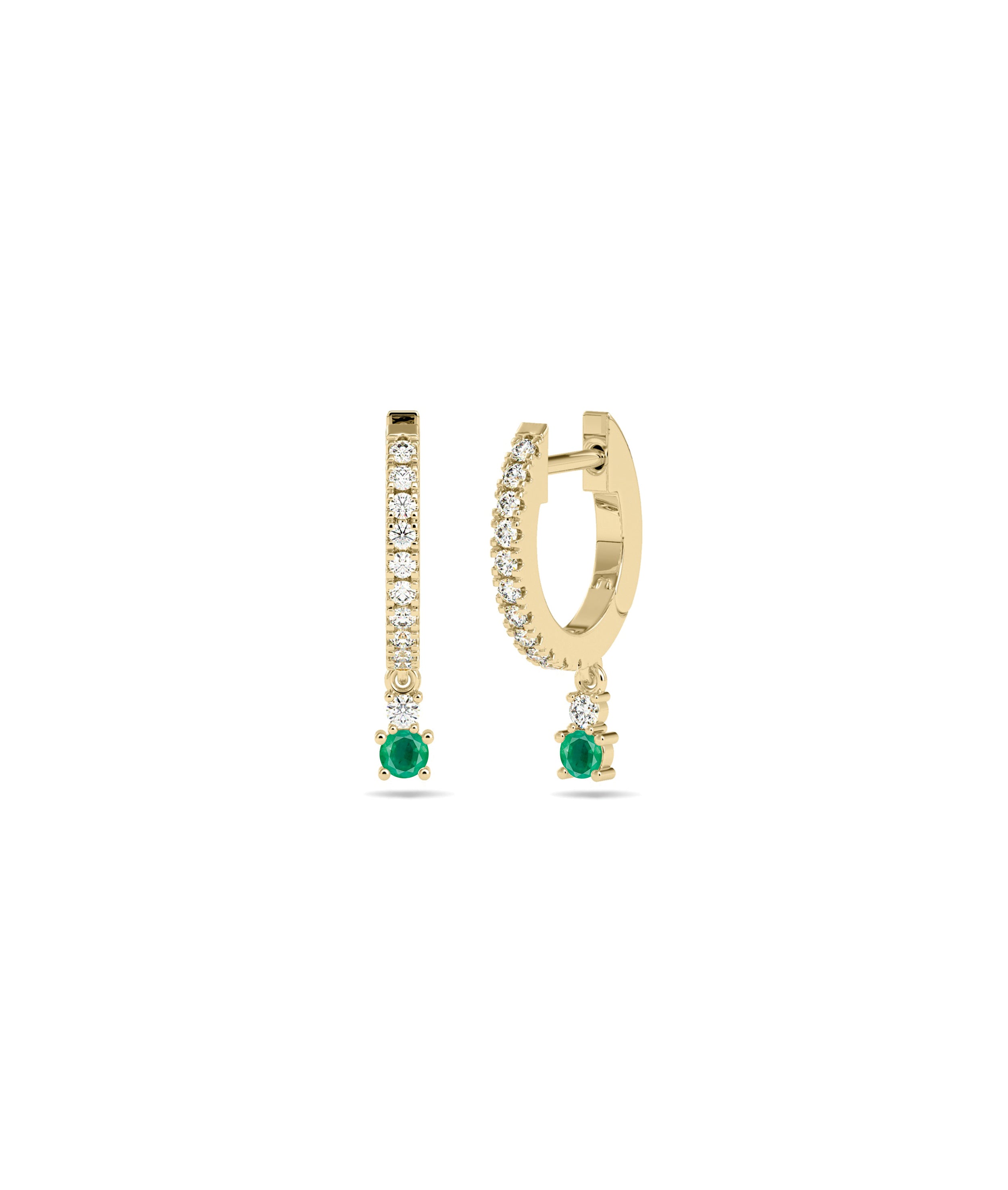 Diamond Pave Hoop Earrings with Birthstone Dangle