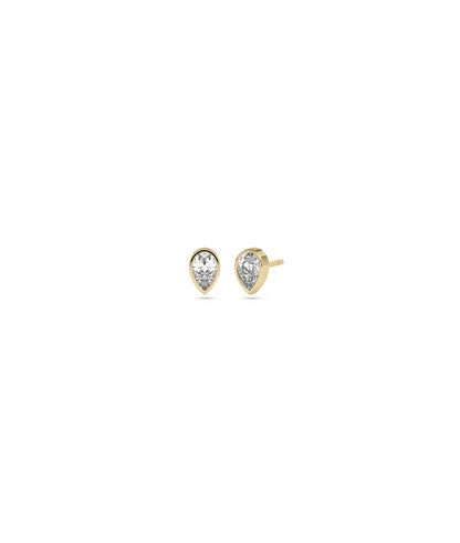 Birthstone Bezel Set Stud Earrings | Diamond Earrings