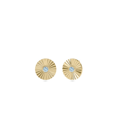 Birthstone Bezel Set Disc Stud Earrings | Diamond Earrings