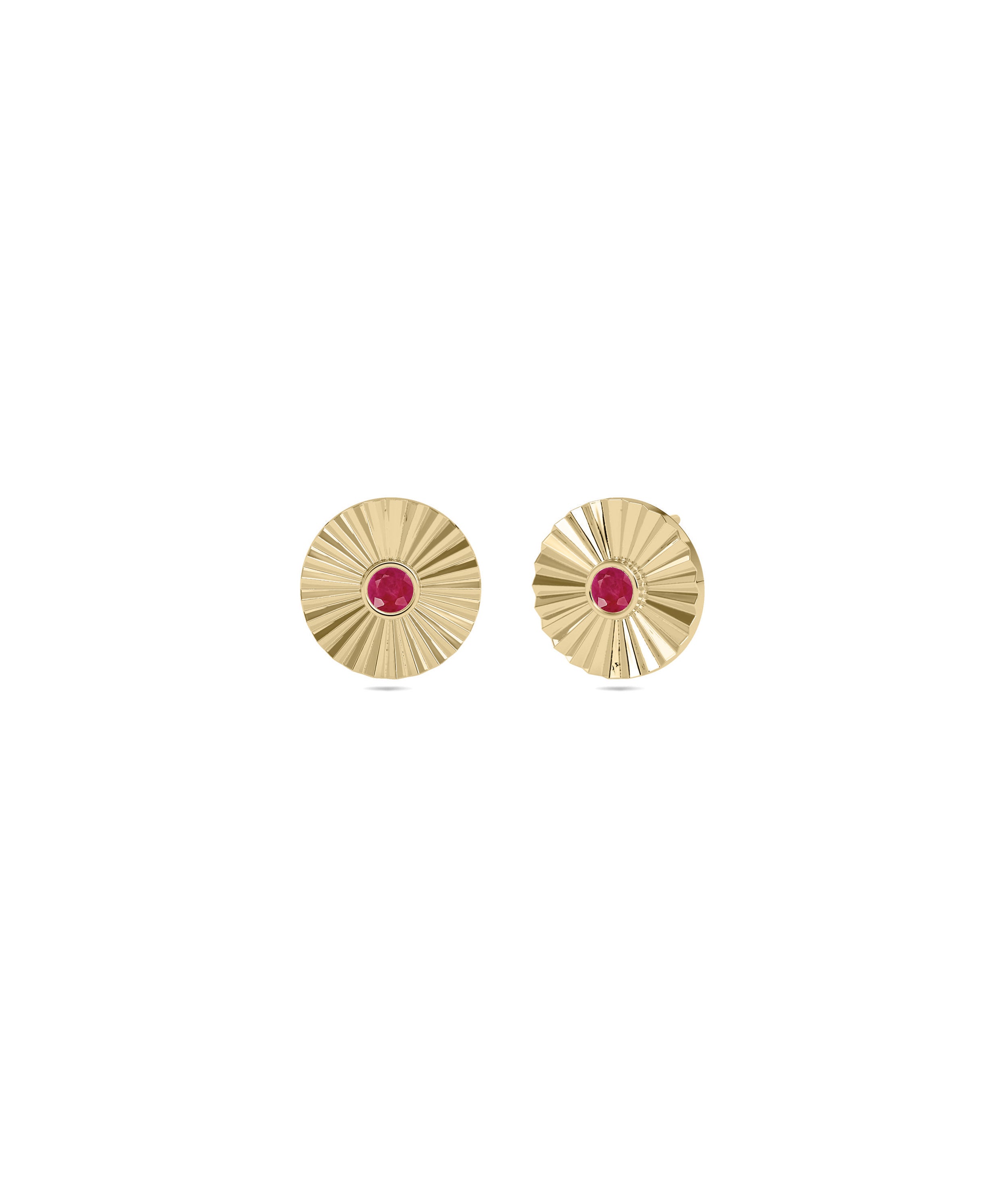 Birthstone Bezel Set Disc Stud Earrings | Diamond Earrings