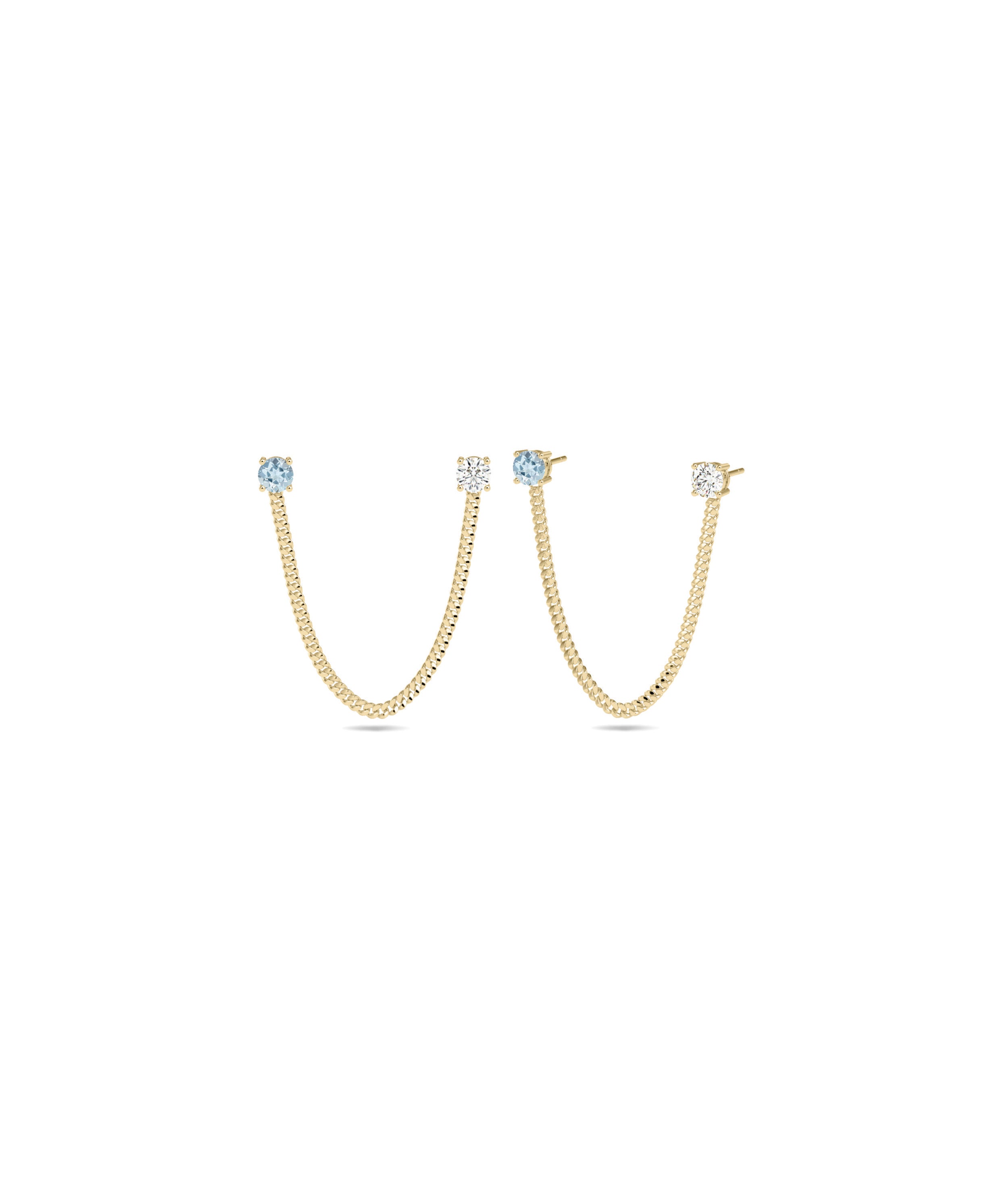 Birthstone and Diamond Curb Link Earring | Diamond Earrings Online