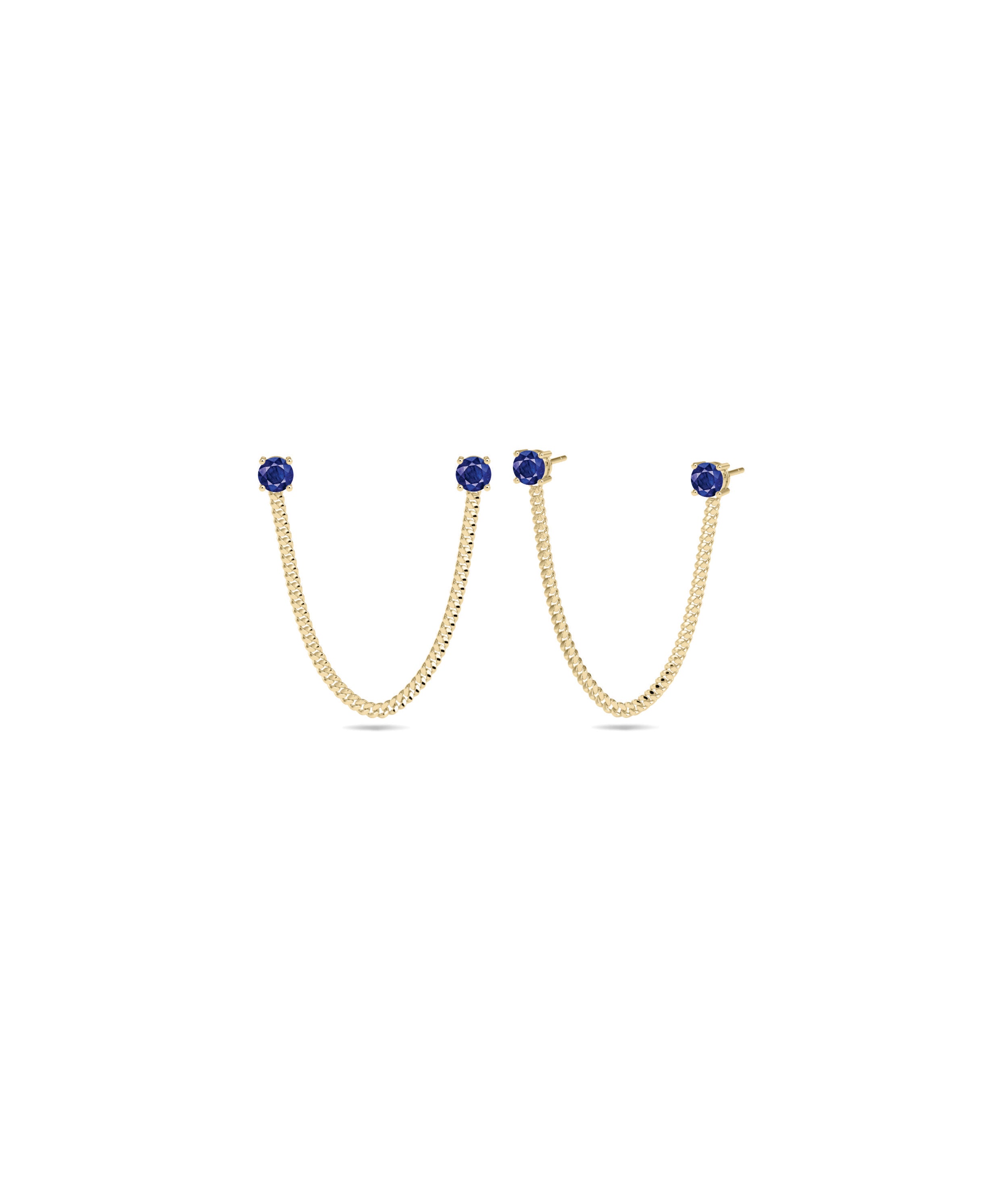 Birthstone and Diamond Curb Link Earring | Diamond Earrings Online