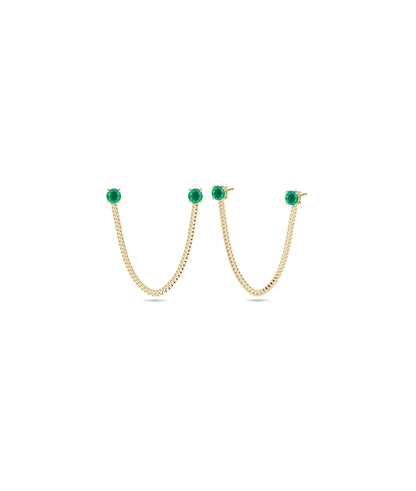 Birthstone and Diamond Curb Link Earring | Diamond Earrings Online