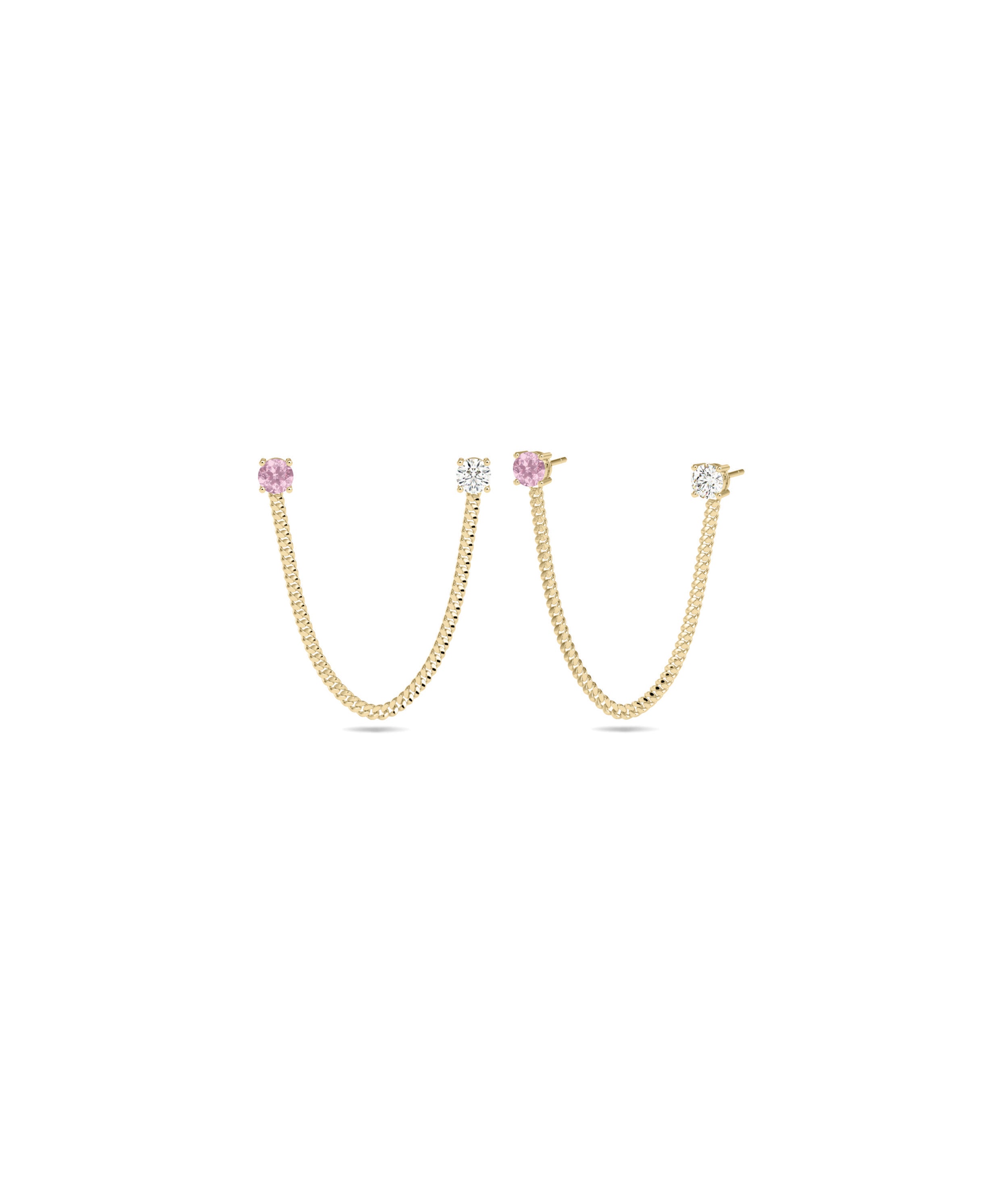 Birthstone and Diamond Curb Link Earring | Diamond Earrings Online