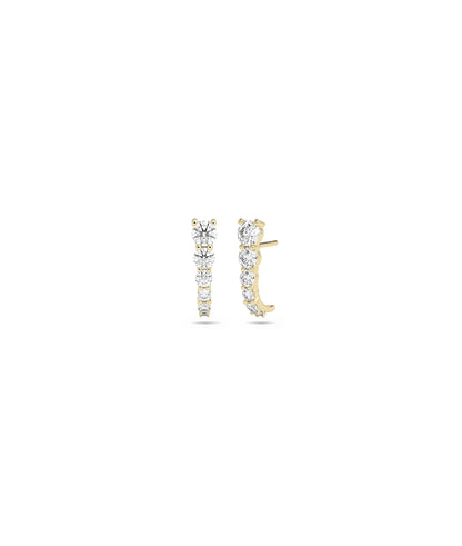 Birthstone Half Hoop Earring | Diamond Earrings 