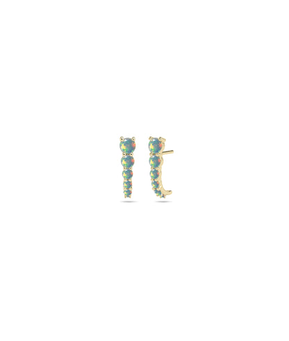 Birthstone Half Hoop Earring | Diamond Earrings 