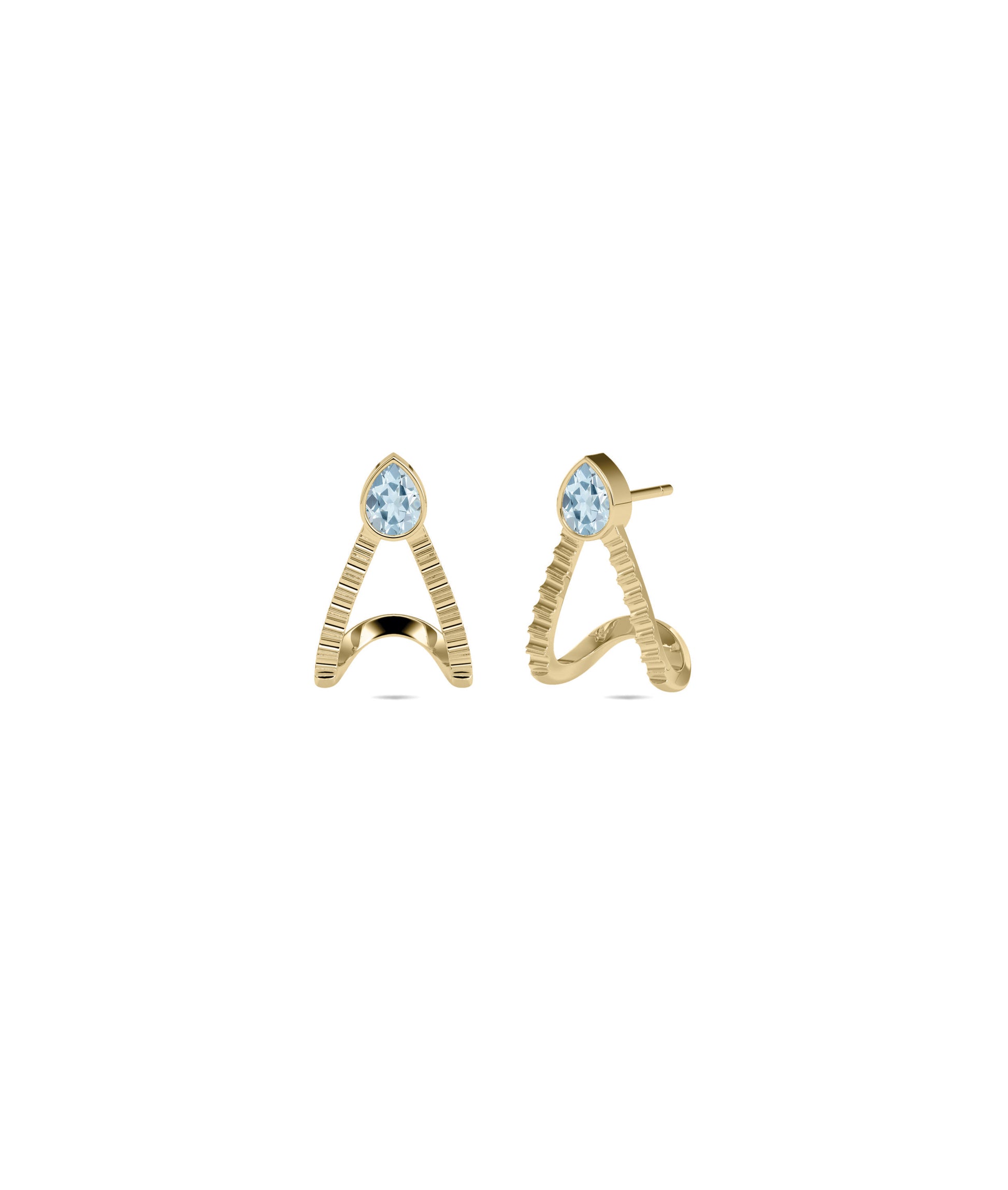 Solitaire Birthstone Half Hoop Earring- diamond earrings