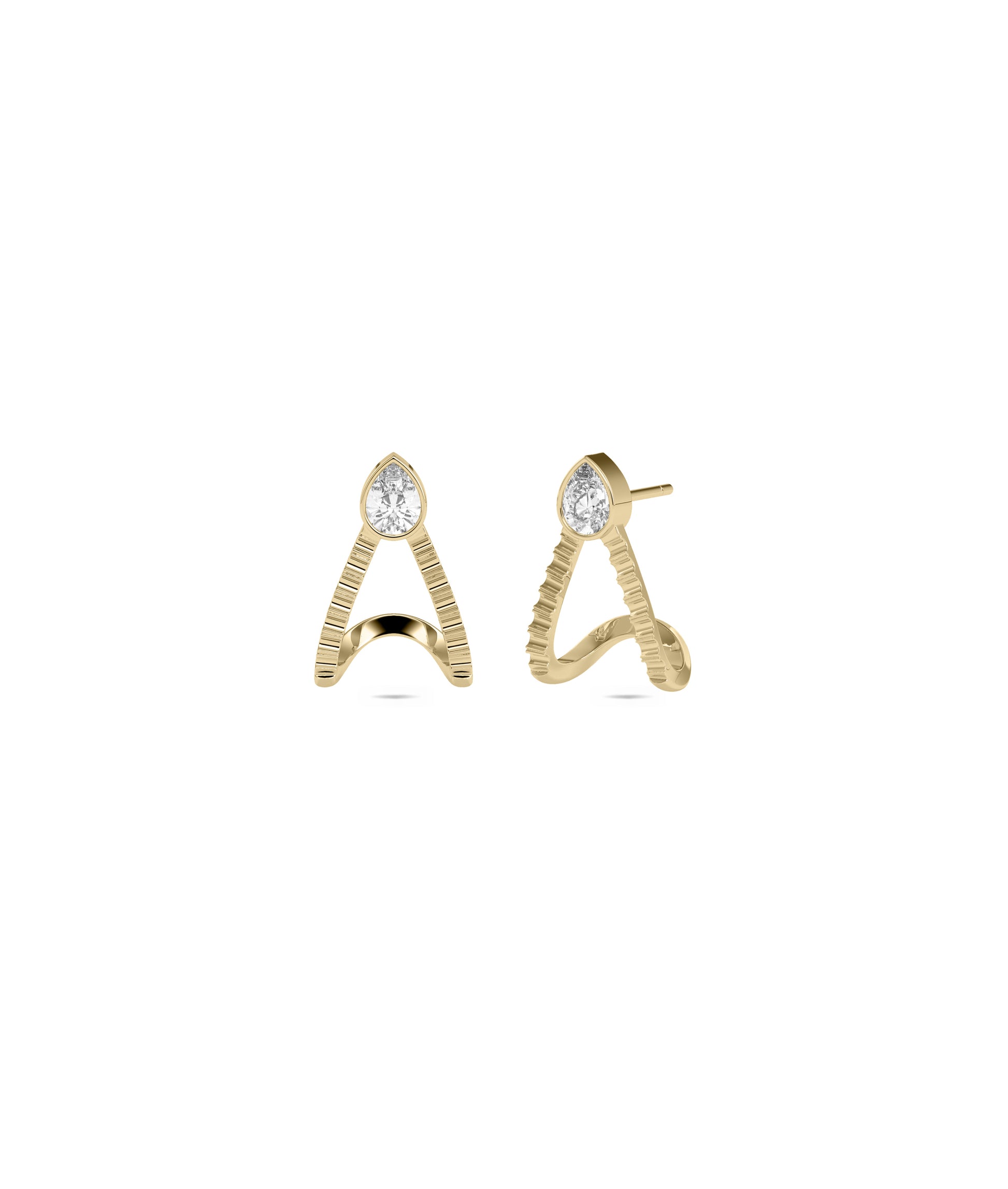 Solitaire Birthstone Half Hoop Earring- diamond earrings