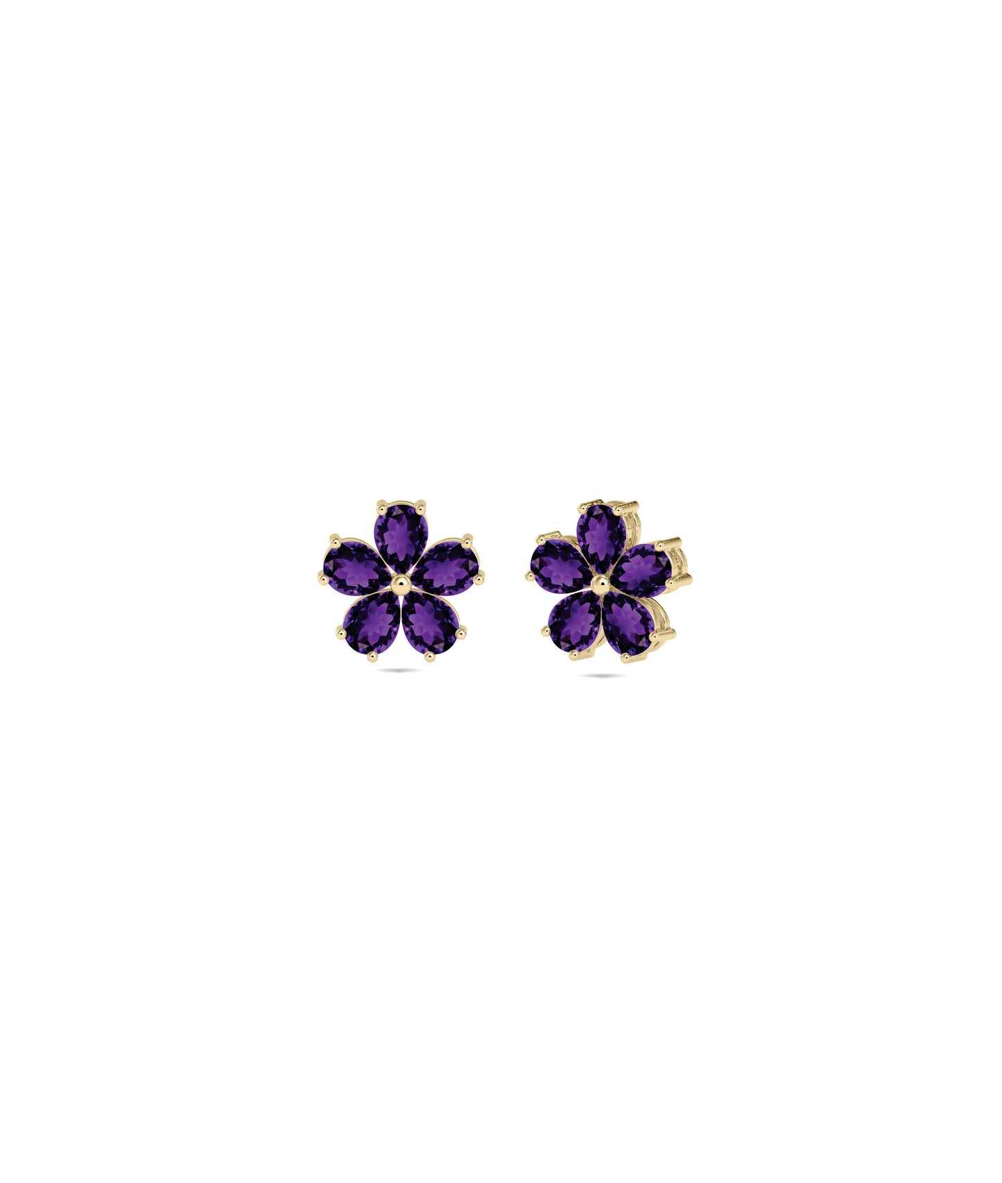 Birthstone and Diamond Flower Stud Earrings | Elegant Diamond Earrings