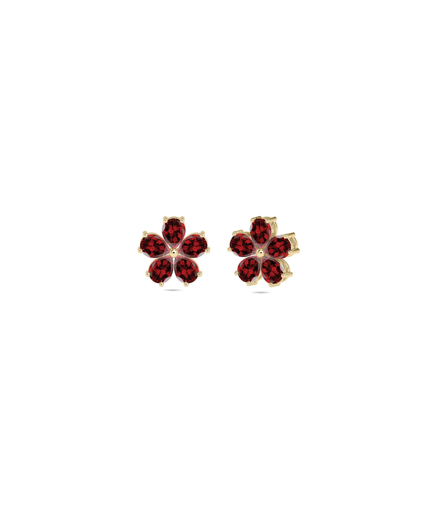 Birthstone and Diamond Flower Stud Earrings | Elegant Diamond Earrings