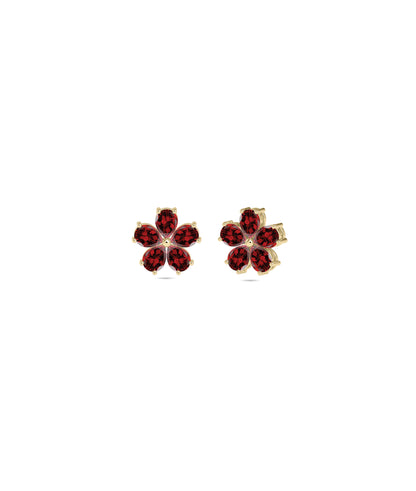 Birthstone and Diamond Flower Stud Earrings | Elegant Diamond Earrings