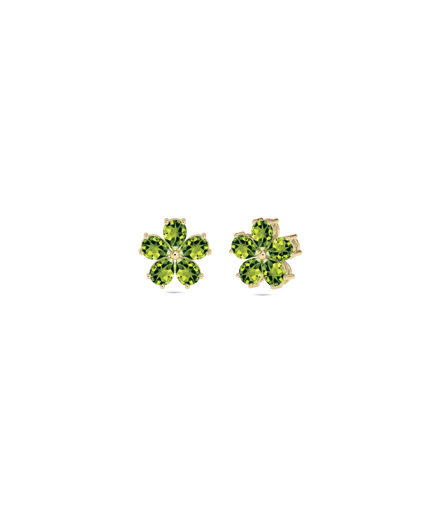 Birthstone and Diamond Flower Stud Earrings | Elegant Diamond Earrings