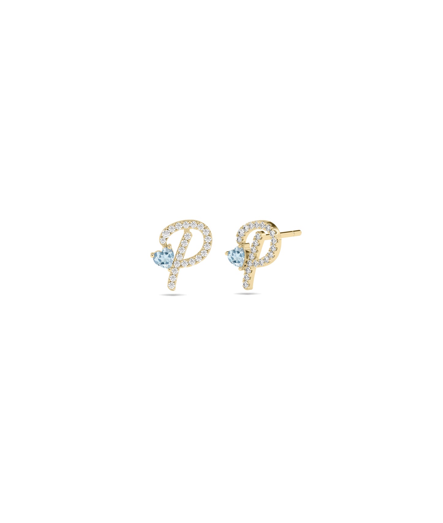 Diamond Pave Initial and Birthstone Stud Earrings | Diamond Earrings For Women