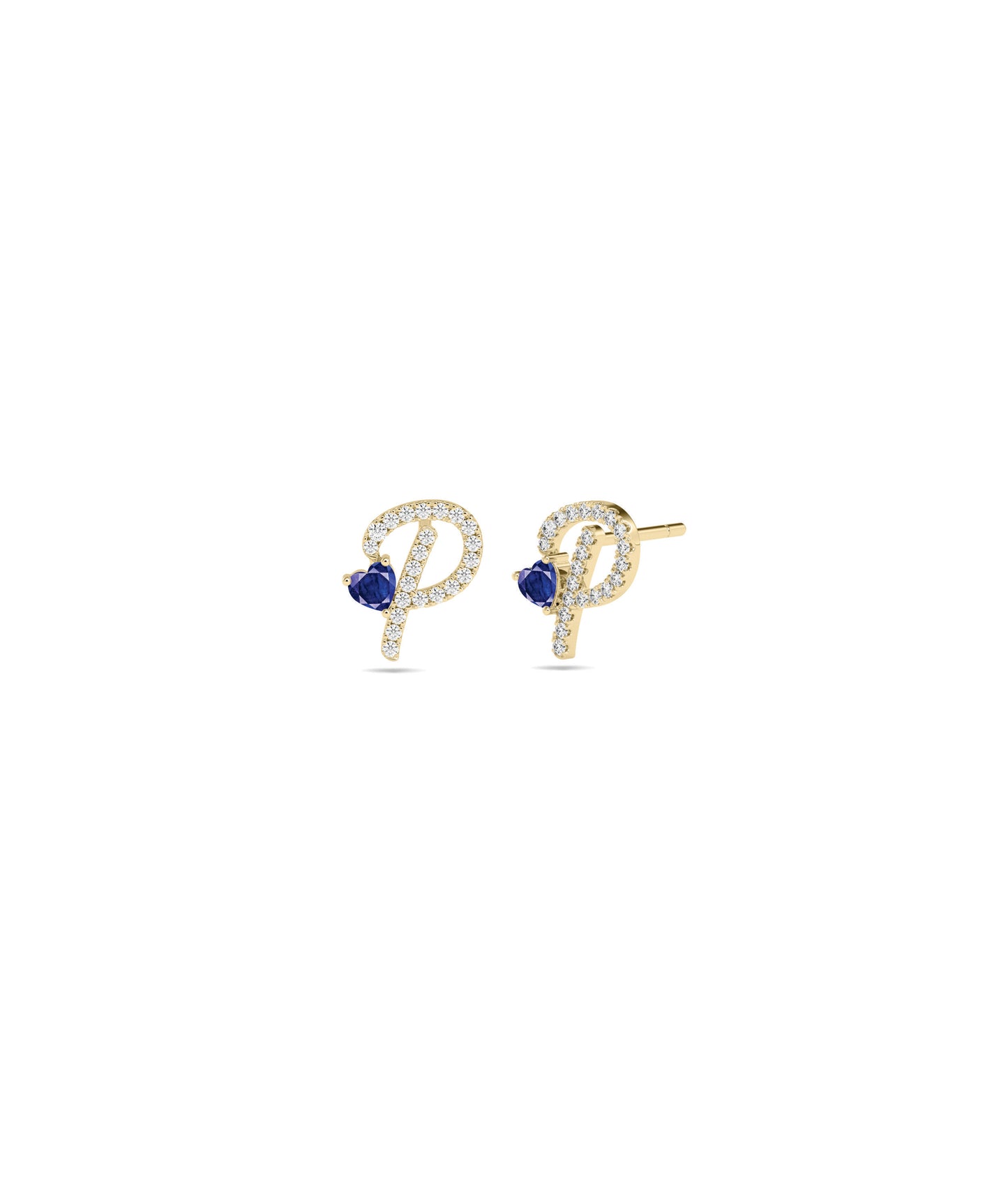 Diamond Pave Initial and Birthstone Stud Earrings | Diamond Earrings For Women