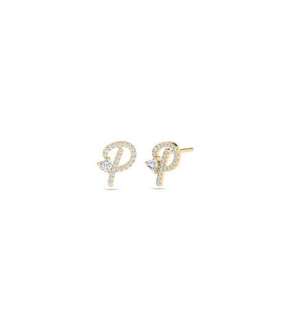 Diamond Pave Initial and Birthstone Stud Earrings | Diamond Earrings For Women