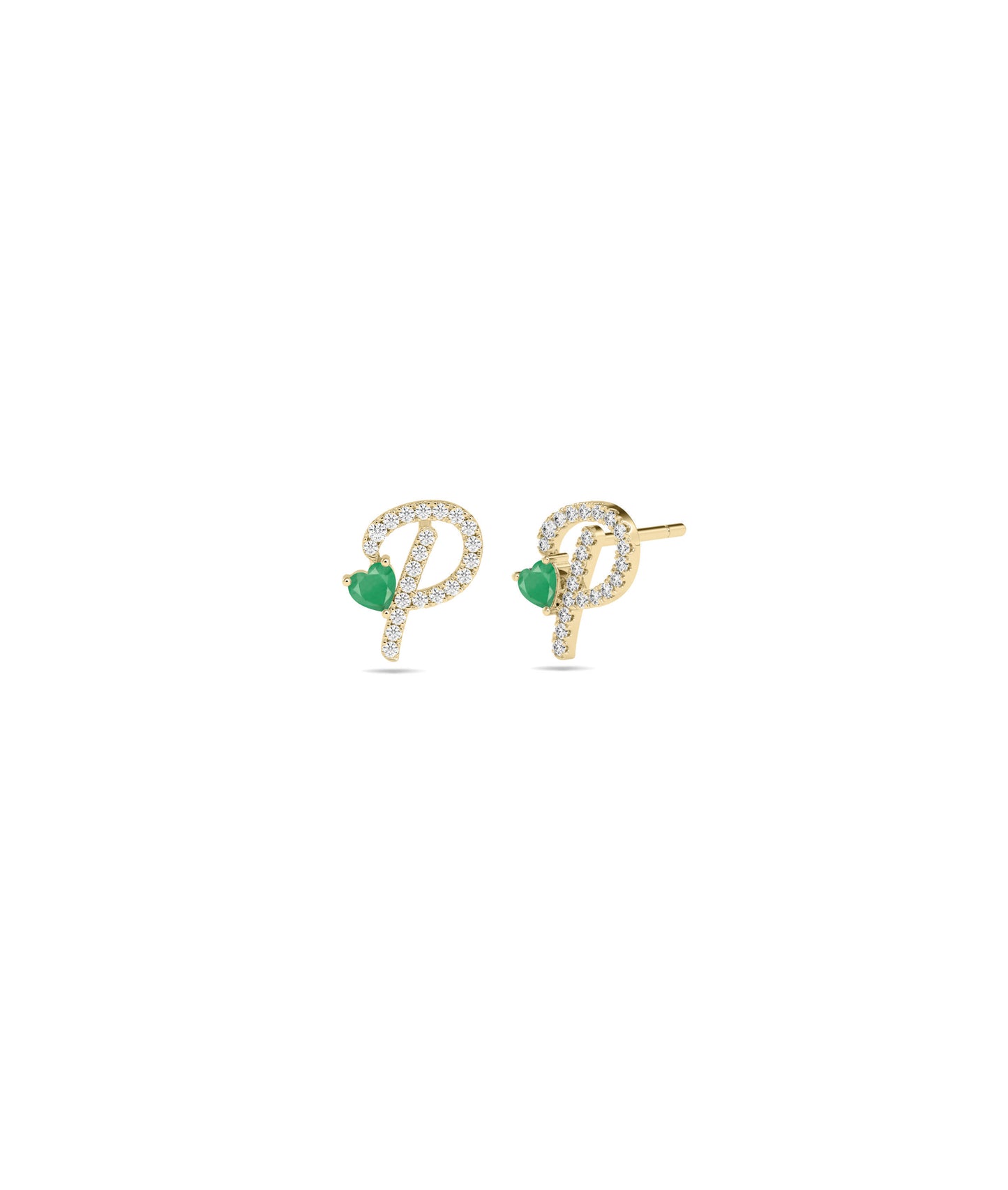 Diamond Pave Initial and Birthstone Stud Earrings | Diamond Earrings For Women