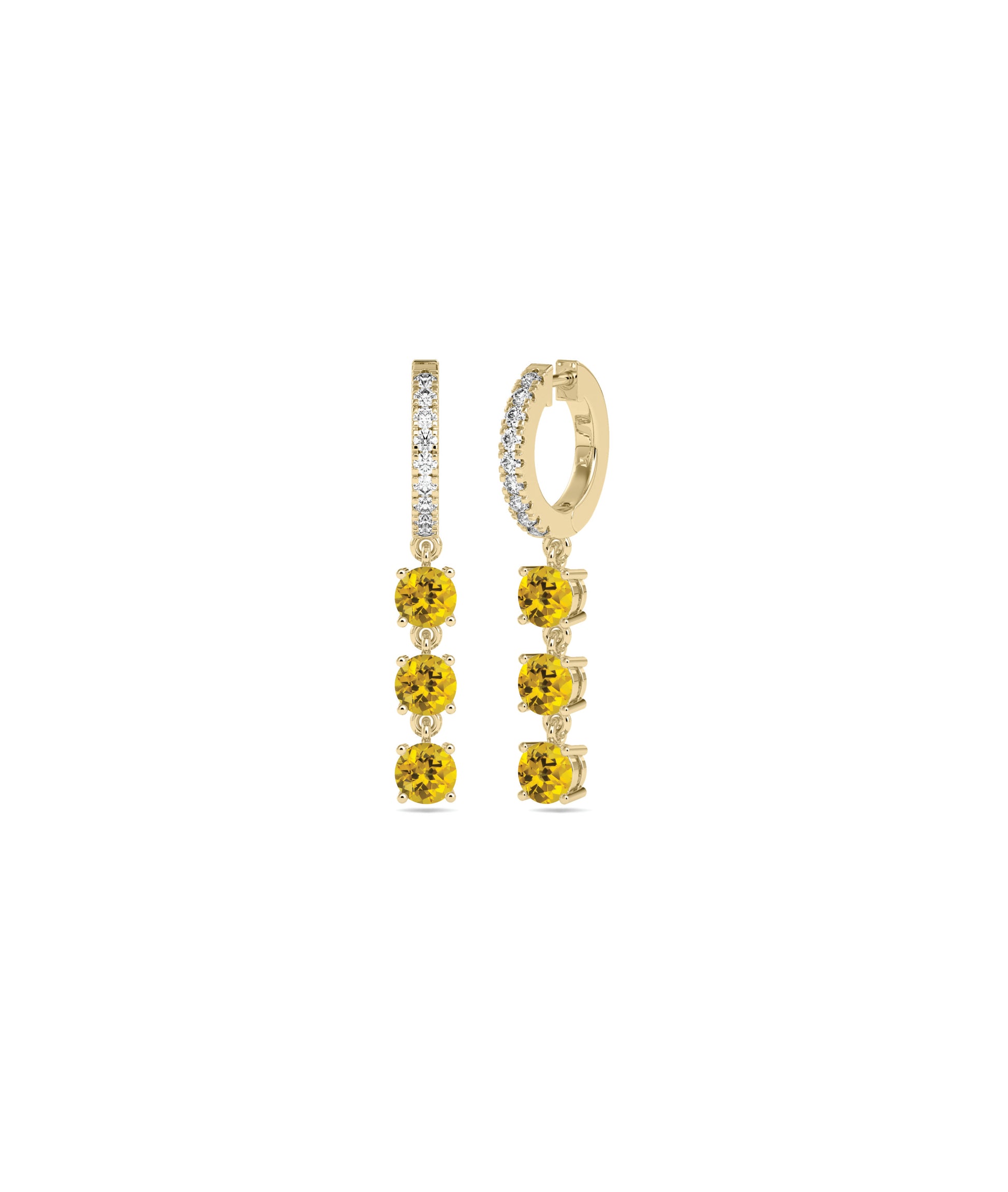 Diamond Pave Hoop and Birthstone Dangle Earring | Diamond Earrings For Everyday