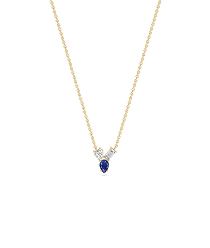 Birthstone and Diamond Cluster Necklace | Diamond Necklace