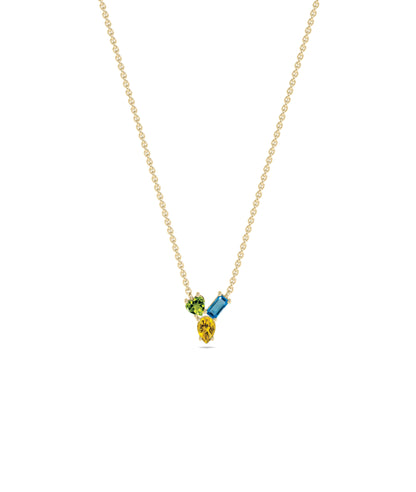 Birthstone and Diamond Cluster Necklace | Diamond Necklace