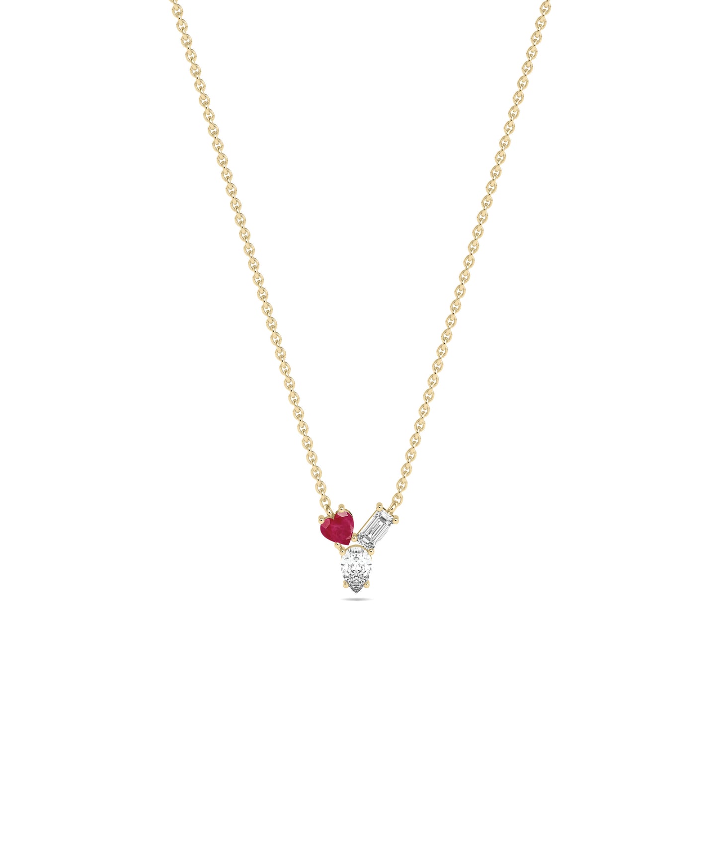 Birthstone and Diamond Cluster Necklace | Diamond Necklace