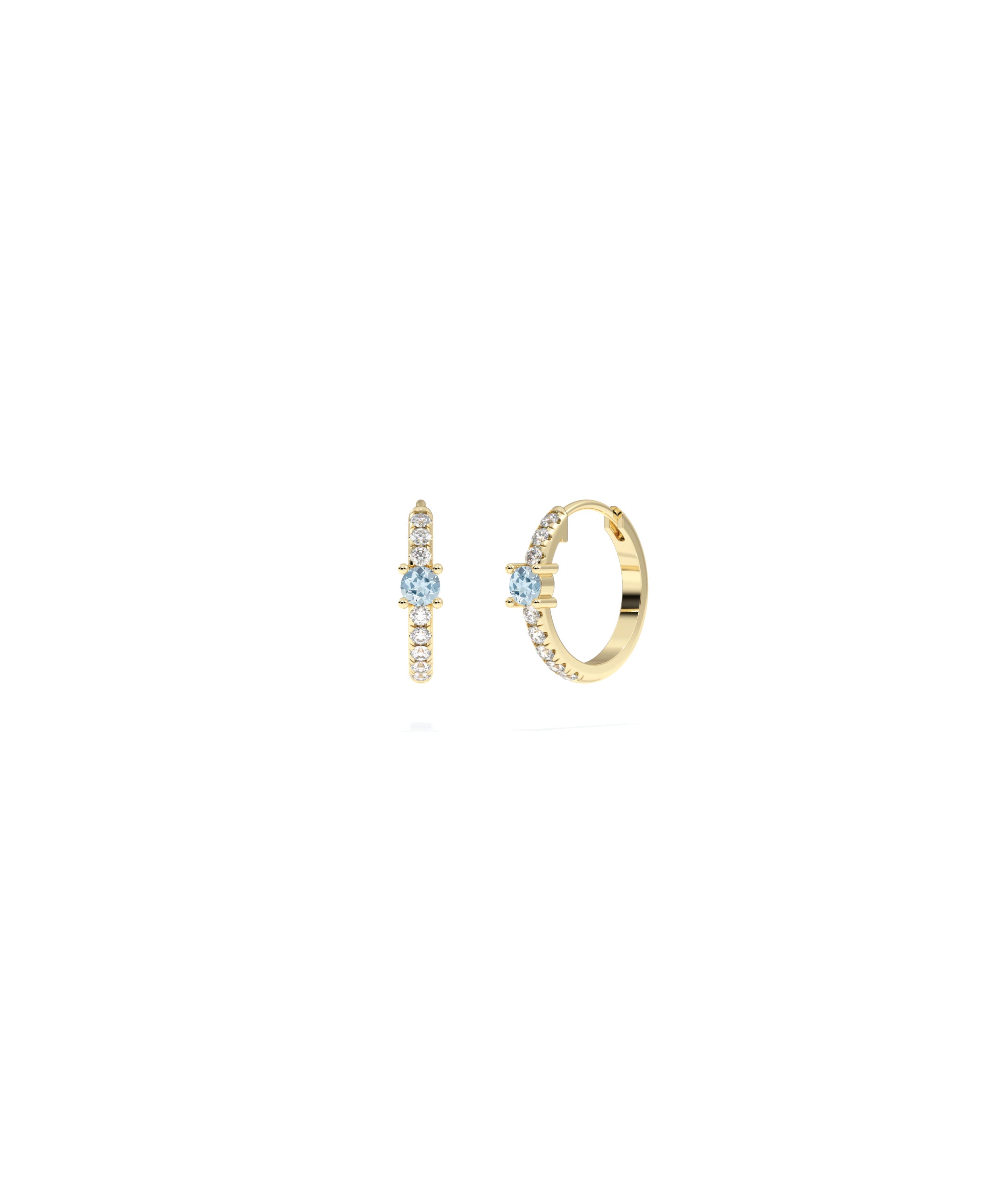 Diamond Pave with Solitaire Birthstone Hoop Earring