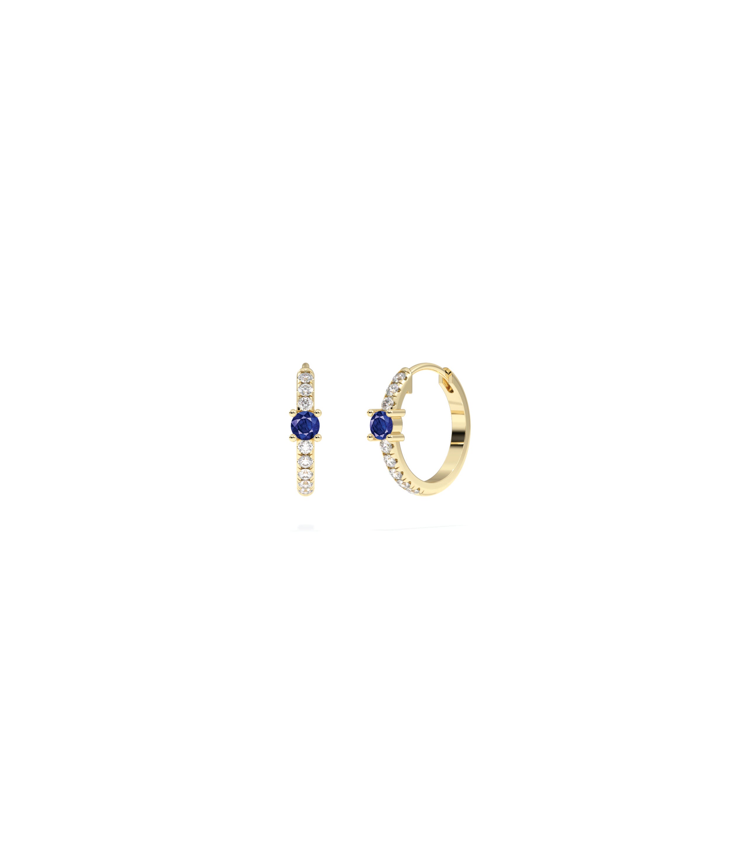 Diamond Pave with Solitaire Birthstone Hoop Earring