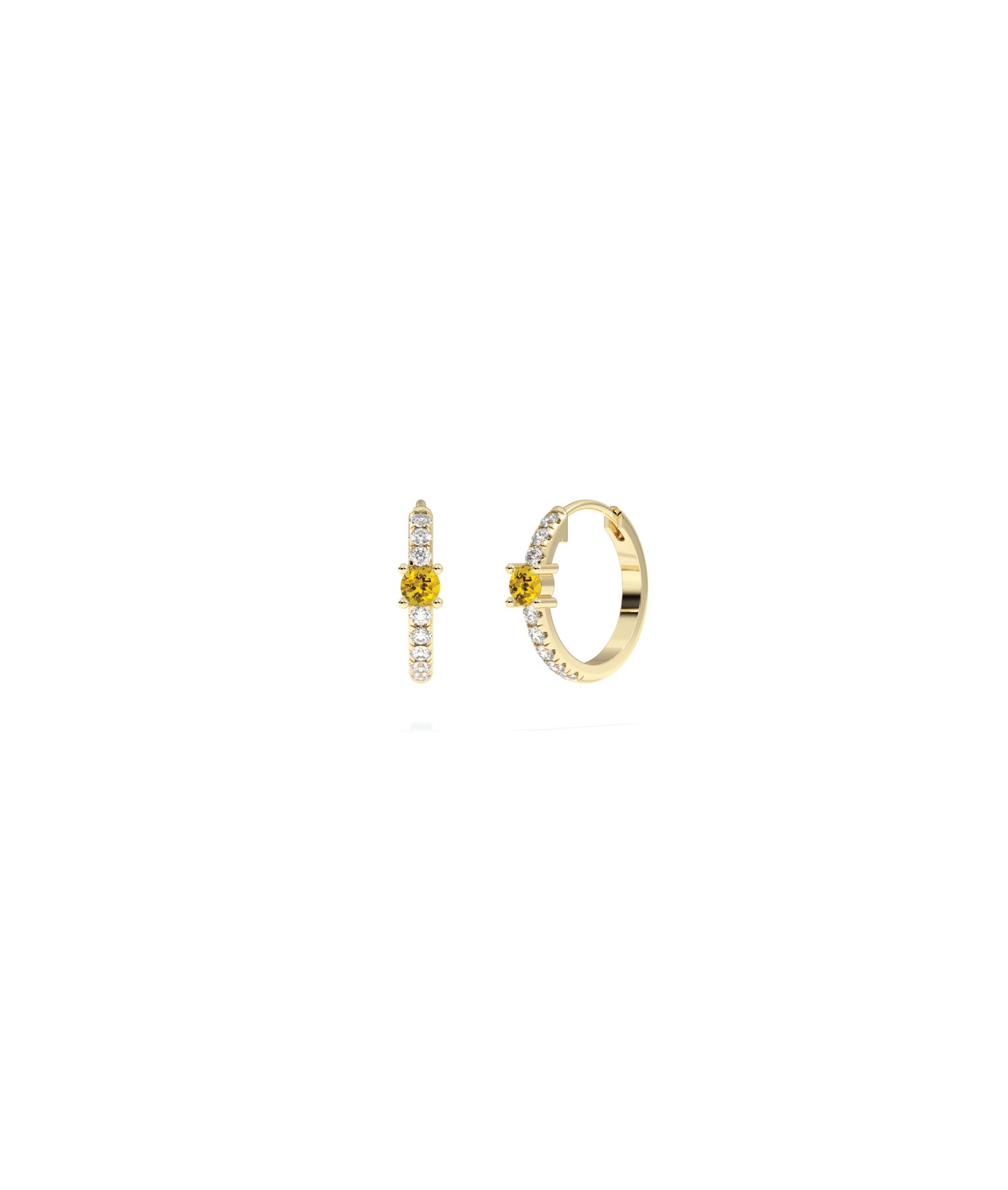 Diamond Pave with Solitaire Birthstone Hoop Earring