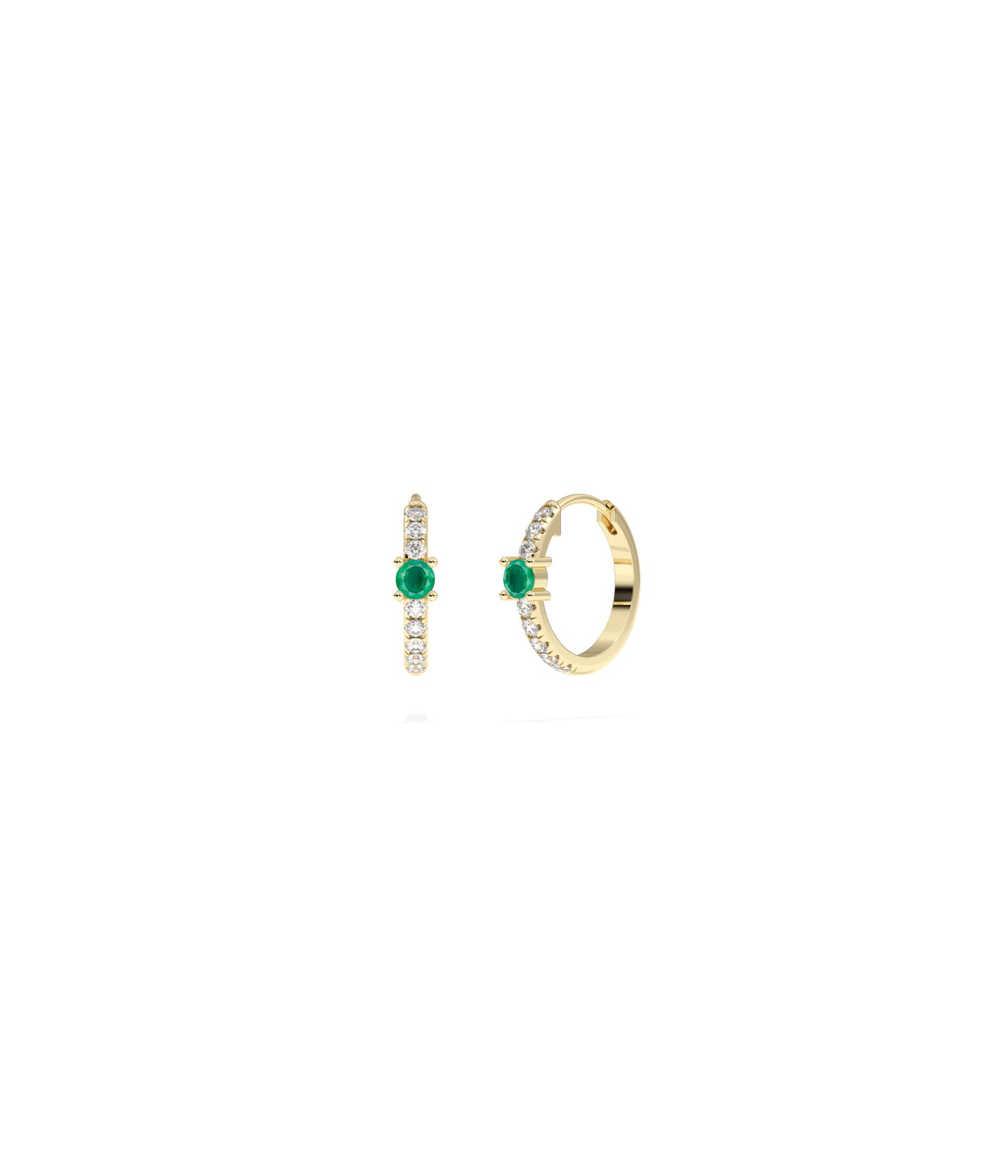 Diamond Pave with Solitaire Birthstone Hoop Earring